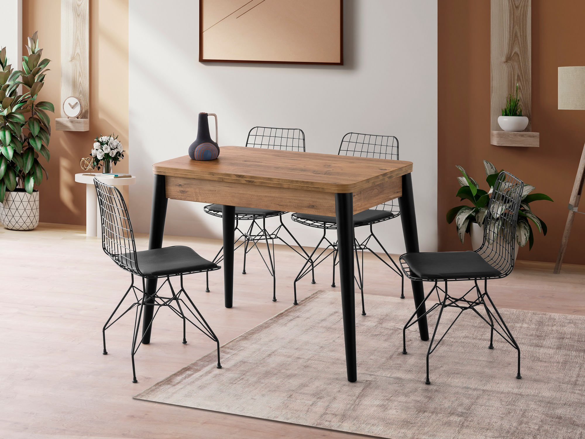 Masa extensibila, Hanah Home, PAL melaminat, pin atlantic, 100x60x75 cm
