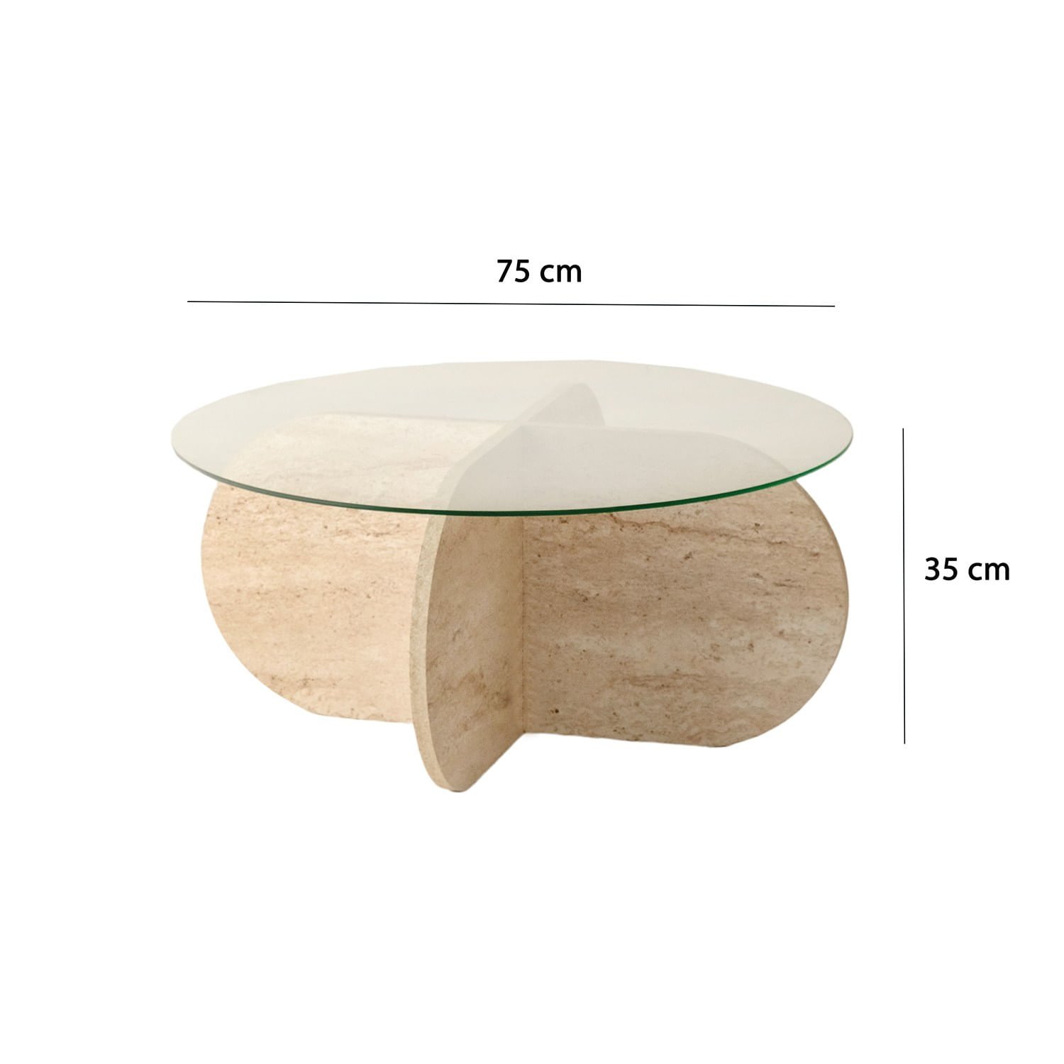 Masa de cafea, Hanah Home, sticla si PAL melaminat, travertin, 75x35 cm — imaginea 5