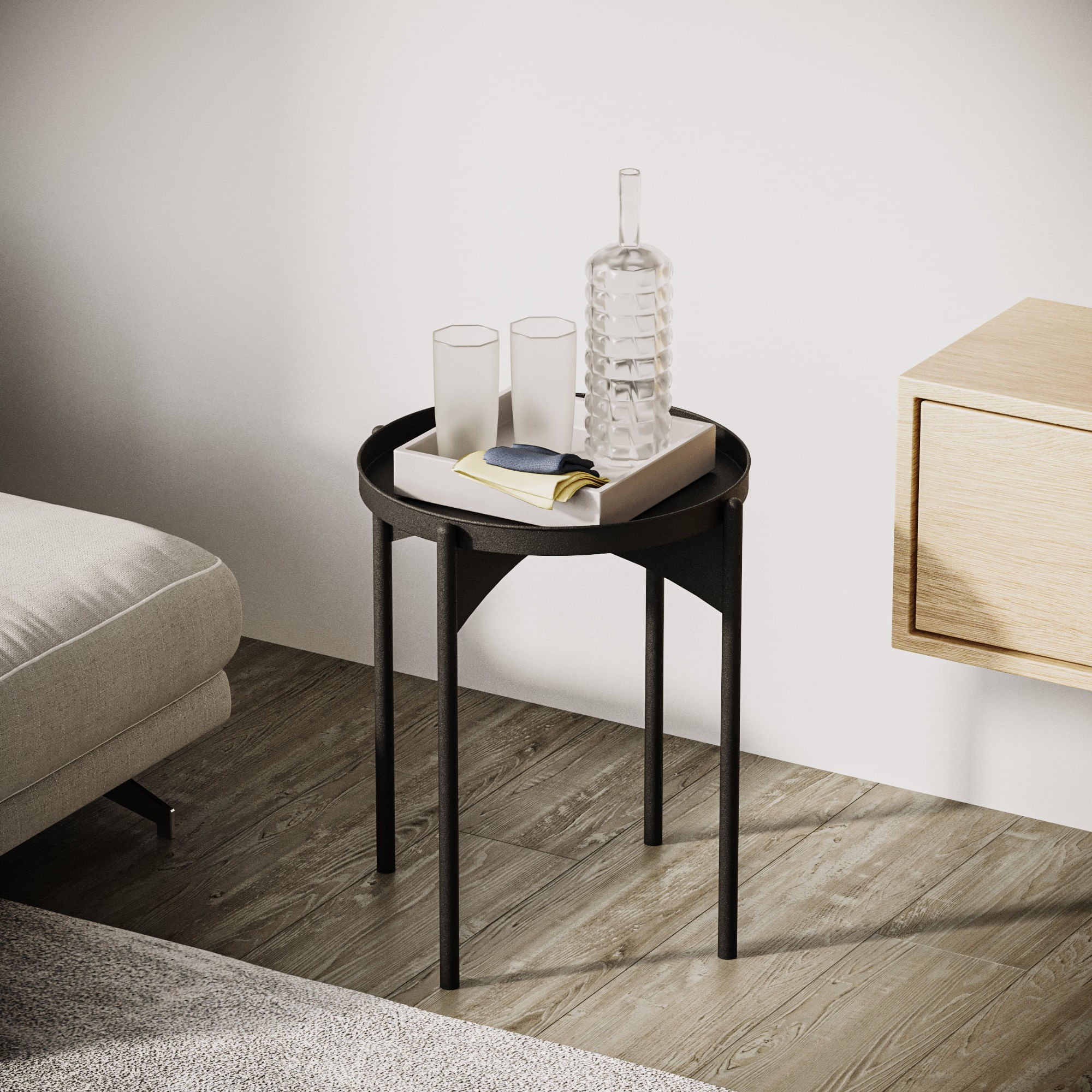 Masuta de cafea, Hanah Home, metal, negru, 44x44x57 cm — imaginea 3