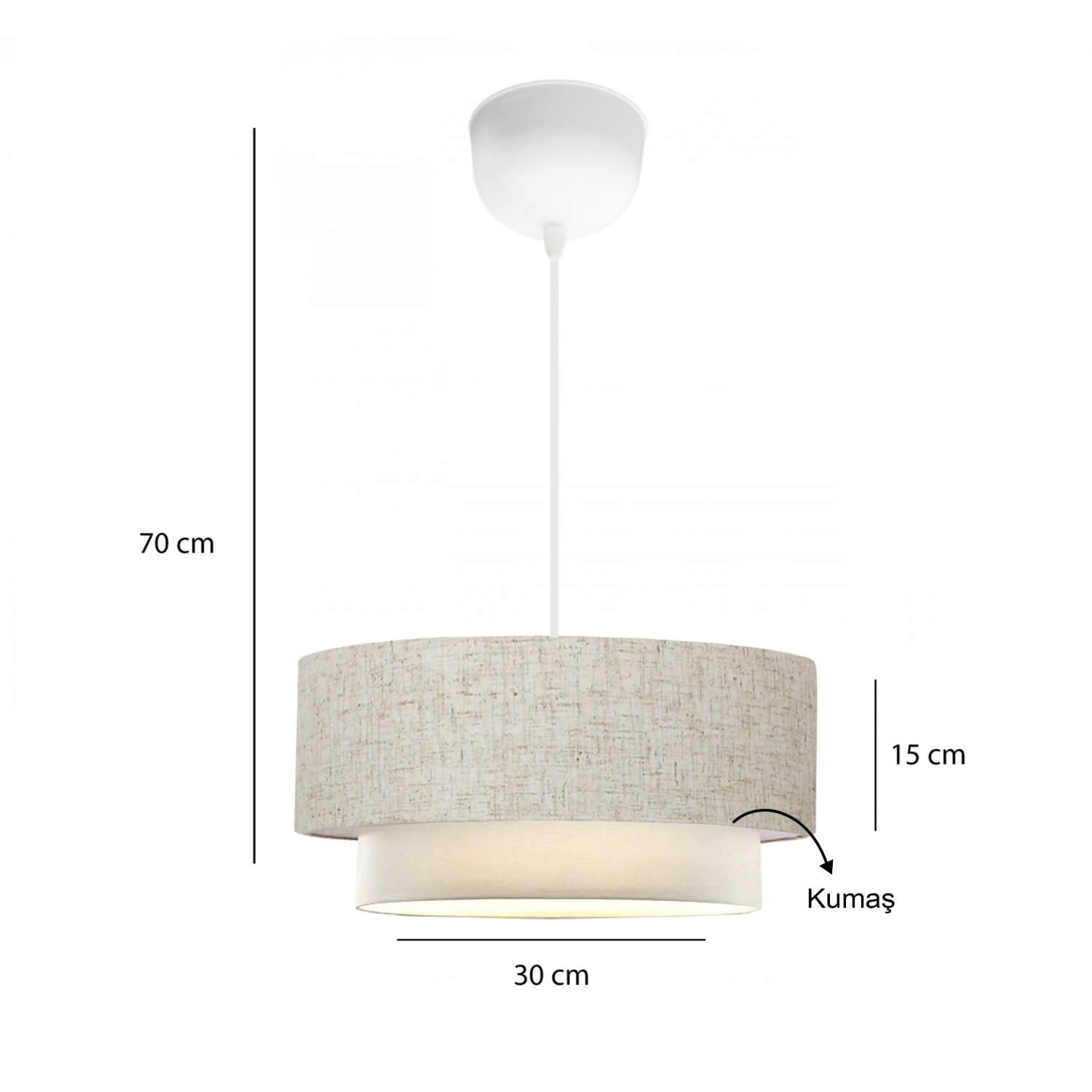 Candelabru, Opviq, textil, crem, 70 cm