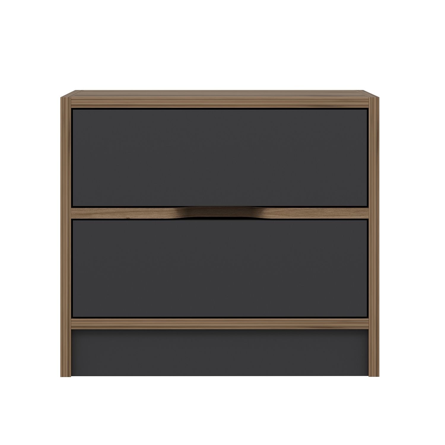 Noptiera, Hanah Home, pal melaminat, nuc si antracit, 54x47x40 cm — imaginea 3
