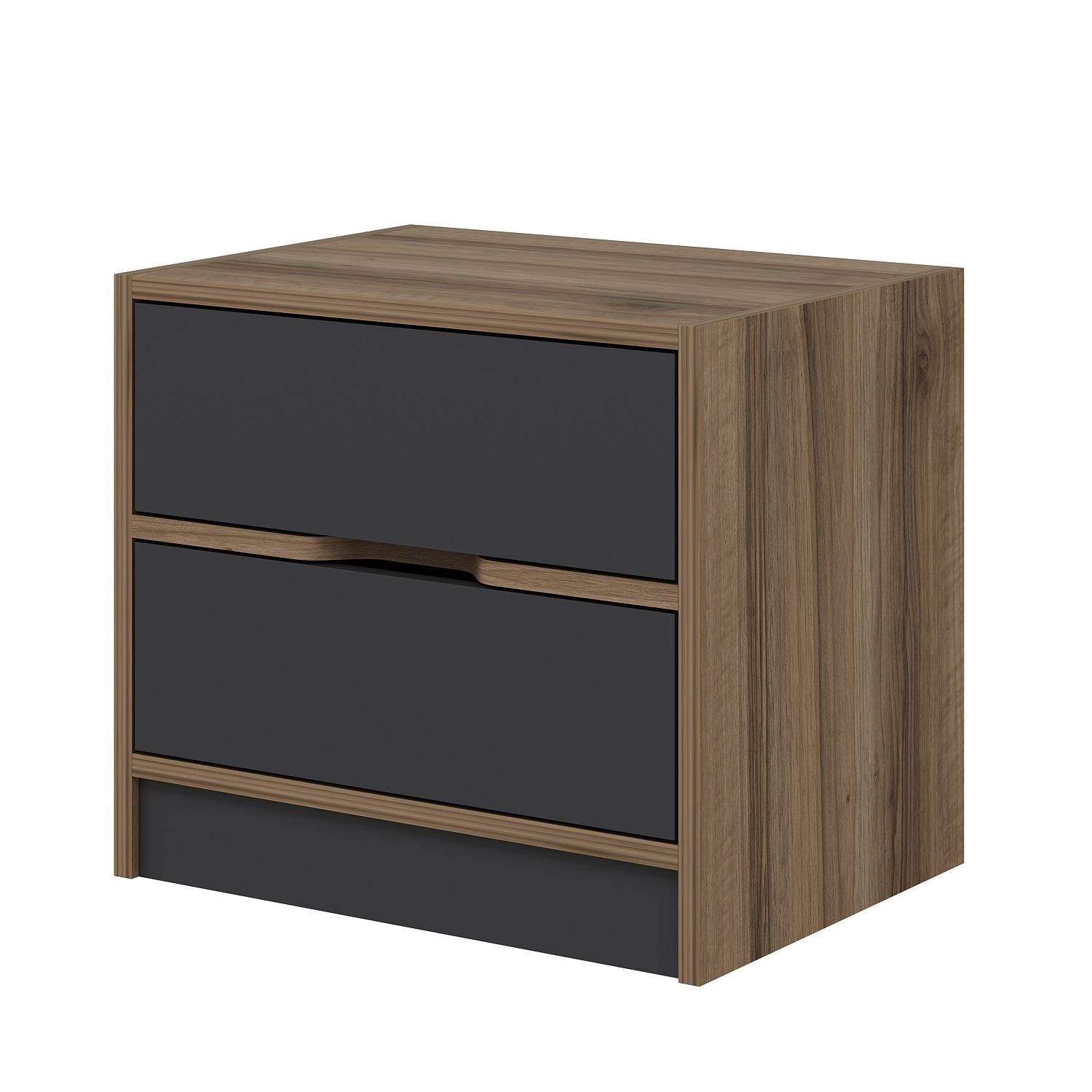 Noptiera, Hanah Home, pal melaminat, nuc si antracit, 54x47x40 cm — imaginea 7