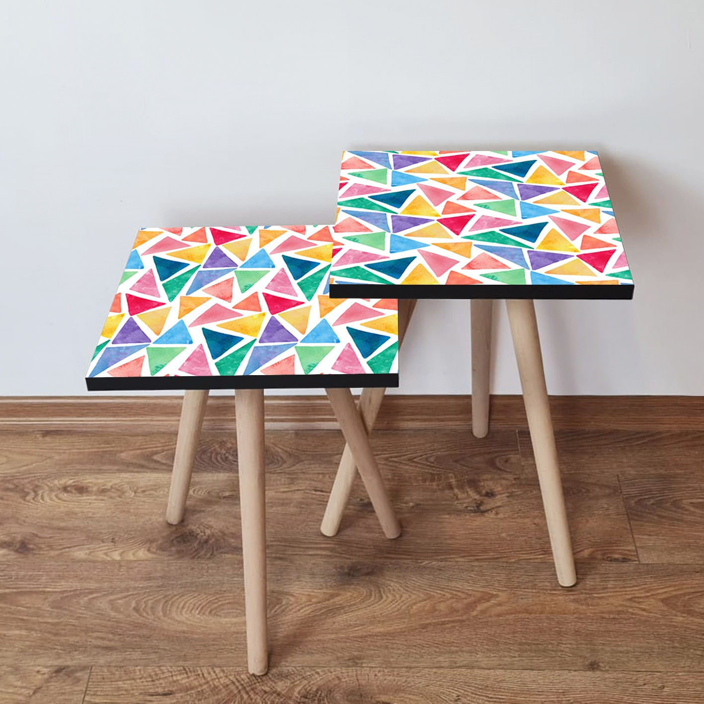 Set masute de cafea, Hanah Home, mdf, multicolor, 35x35x47 cm, picioare lemn fag, 481LNA2380