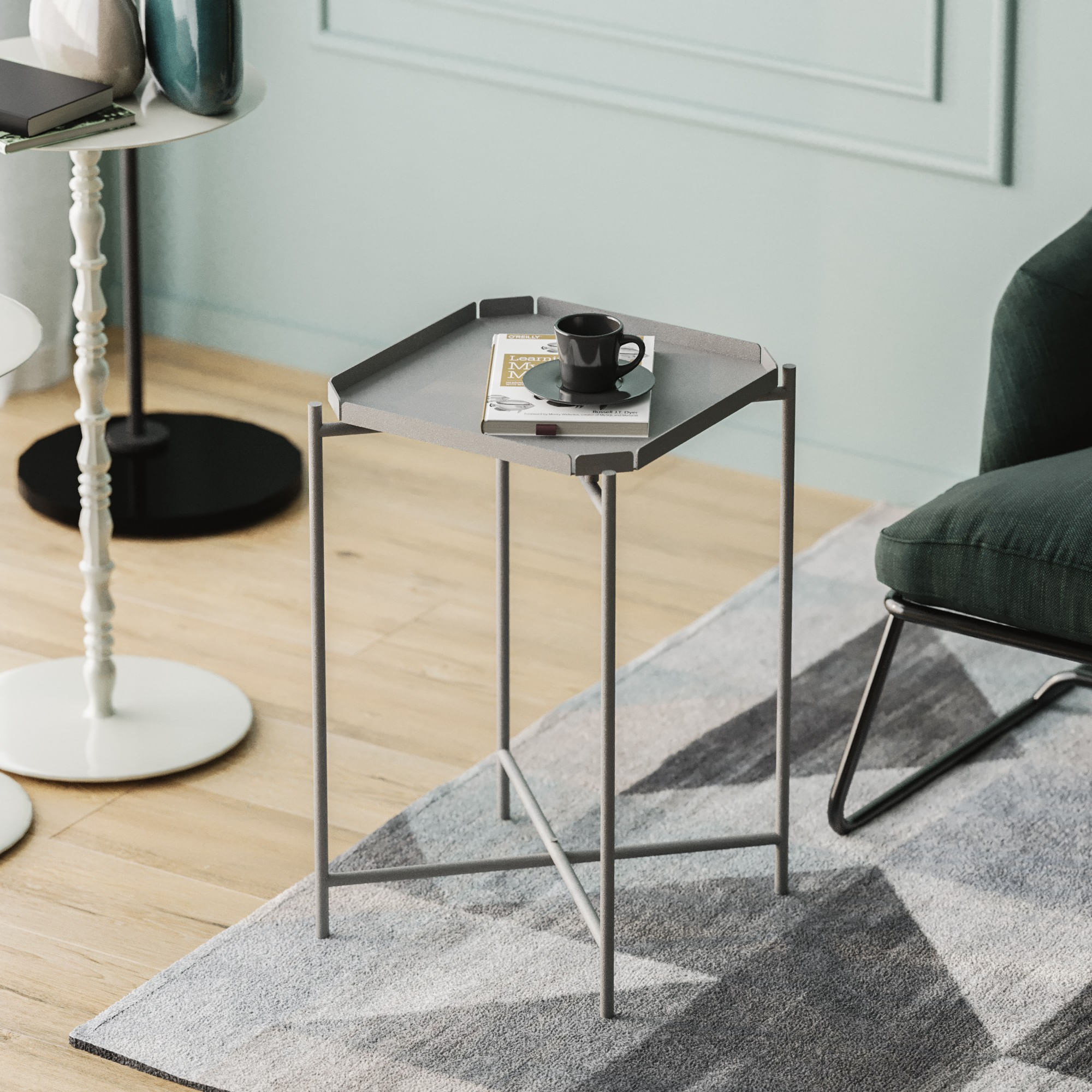 Masuta de cafea, Hanah Home, metal, gri, 46x46x56 cm, 491CRT1147 — imaginea 5
