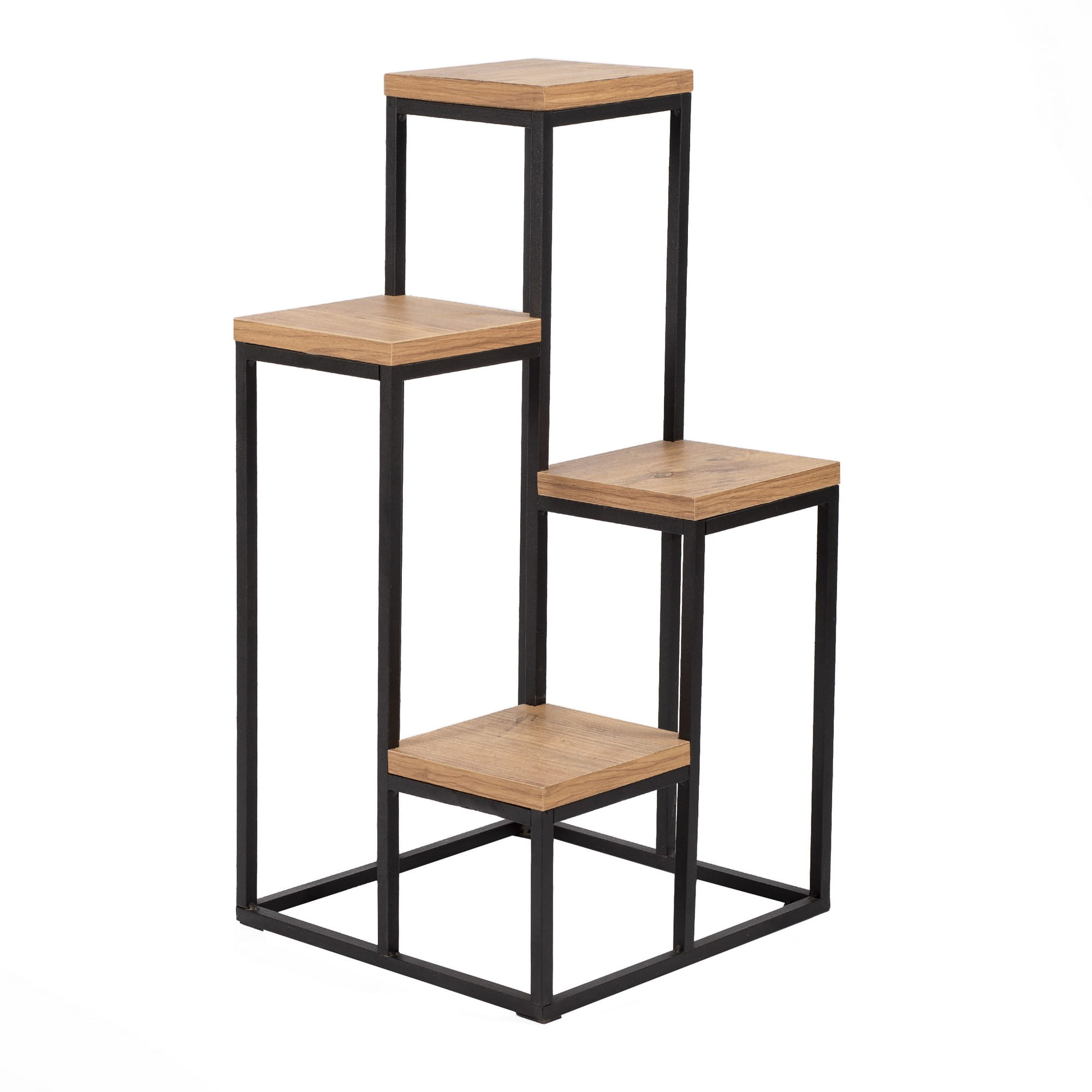 Jardiniera decorativa, Hanah Home, panou aglomerat cu melamina si metal, pin atlantic si negru, 34x65x39 cm — imaginea 2