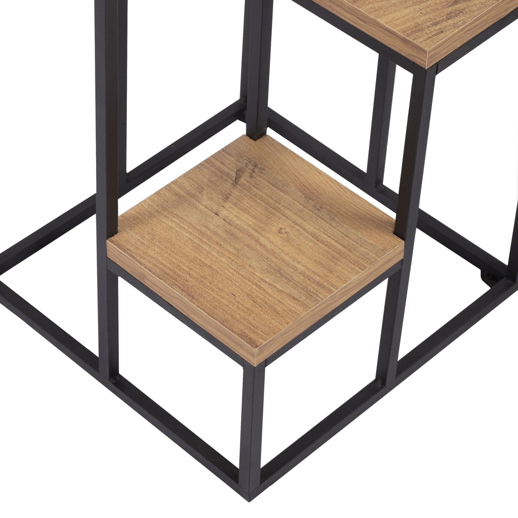 Jardiniera decorativa, Hanah Home, panou aglomerat cu melamina si metal, pin atlantic si negru, 34x65x39 cm — imaginea 4