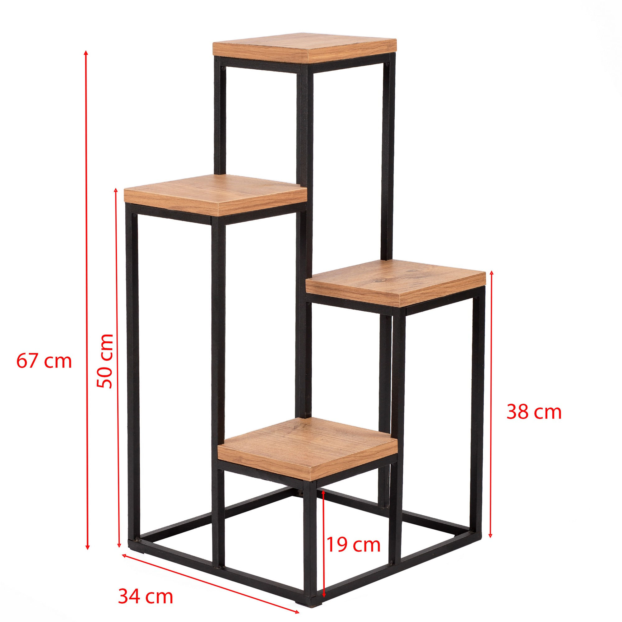 Jardiniera decorativa, Hanah Home, panou aglomerat cu melamina si metal, pin atlantic si negru, 34x65x39 cm — imaginea 5