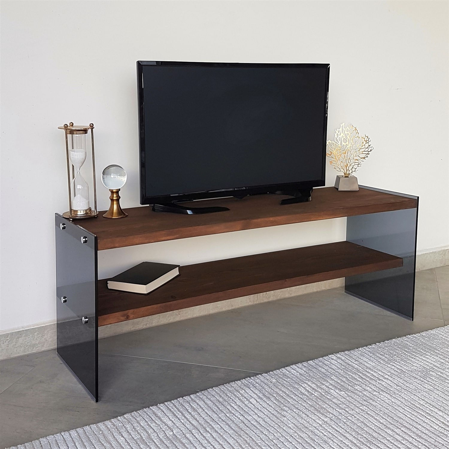 Comoda tv, Hanah Home, lemn masiv de pin, nuc, 120x35x45 cm, 552NOS1503 — imaginea 7