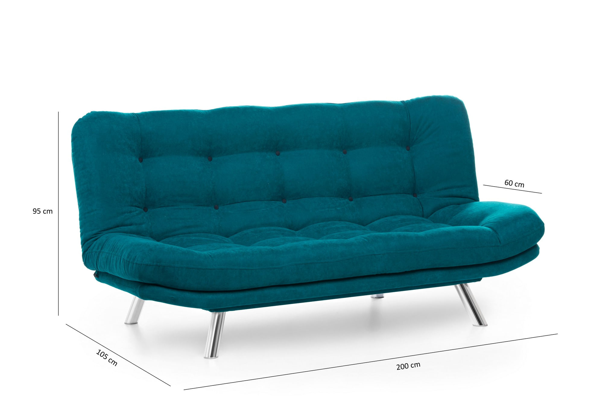 Canapea extensibila, Hanah Home, metal, verde petrol, 200x95x105 cm — imaginea 6