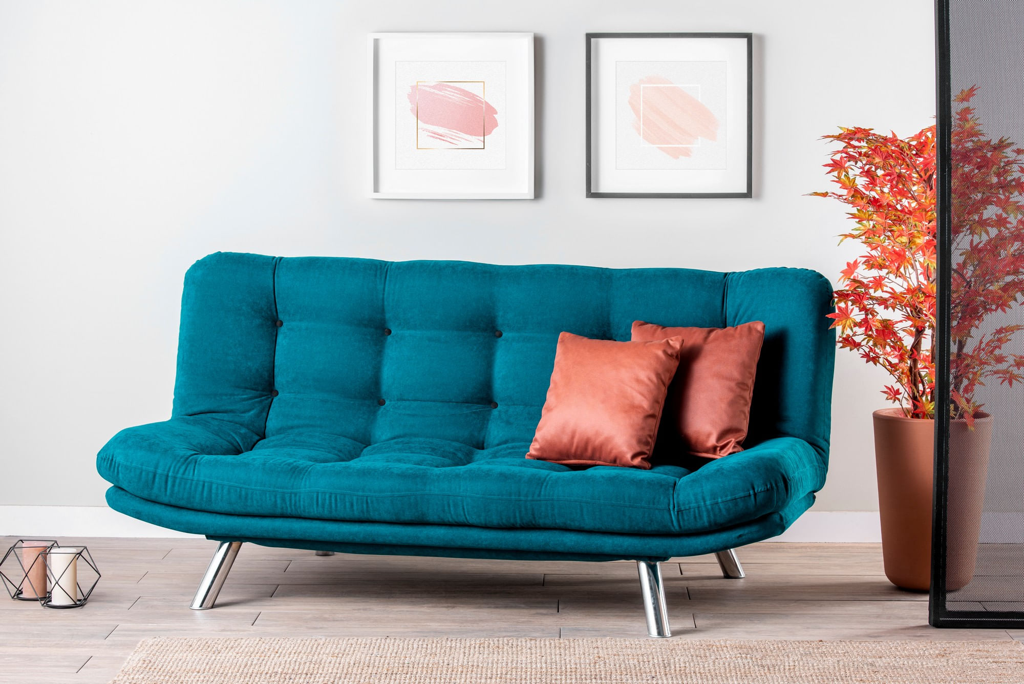 Canapea extensibila, Hanah Home, metal, verde petrol, 200x95x105 cm — imaginea 7