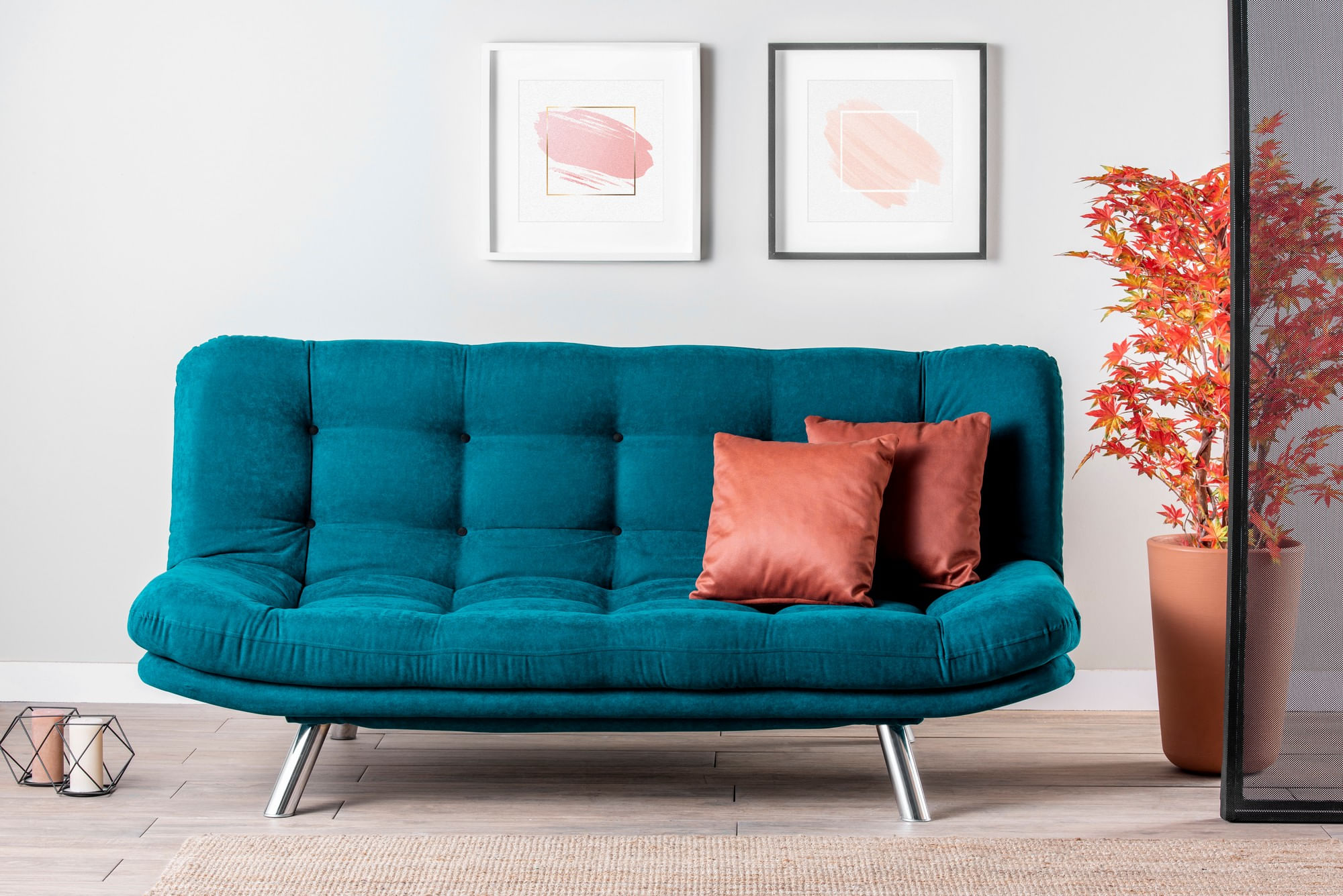 Canapea extensibila, Hanah Home, metal, verde petrol, 200x95x105 cm — imaginea 8
