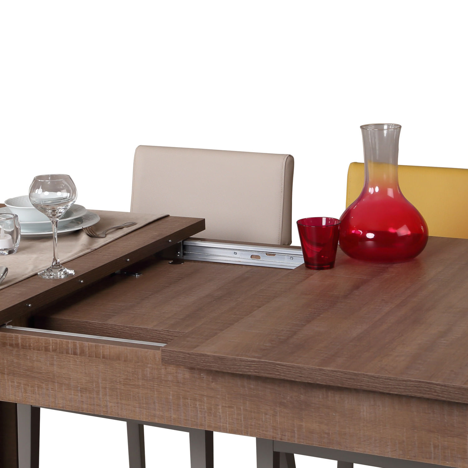 Masa extensibila, Hanah Home, pal melaminat, stejar inchis, 78x150x80 cm — imaginea 3