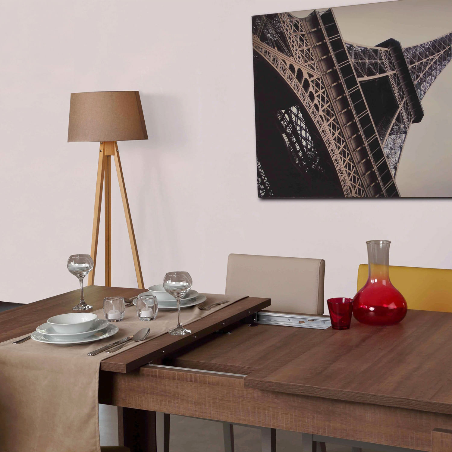 Masa extensibila, Hanah Home, pal melaminat, stejar inchis, 78x150x80 cm — imaginea 4