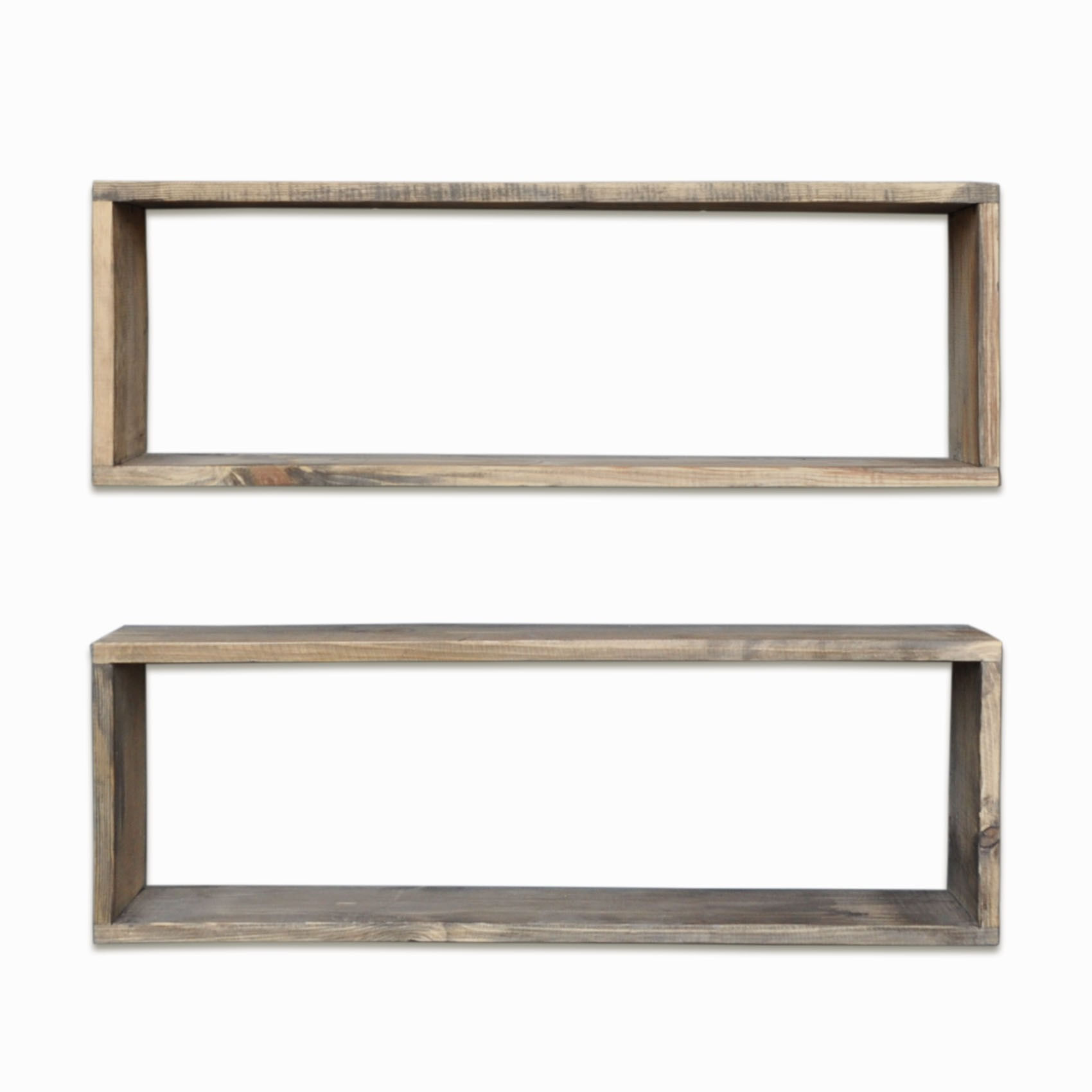 Raft de perete, Hanah Home, lemn de molid, nuc, 70x20x24 cm — imaginea 5
