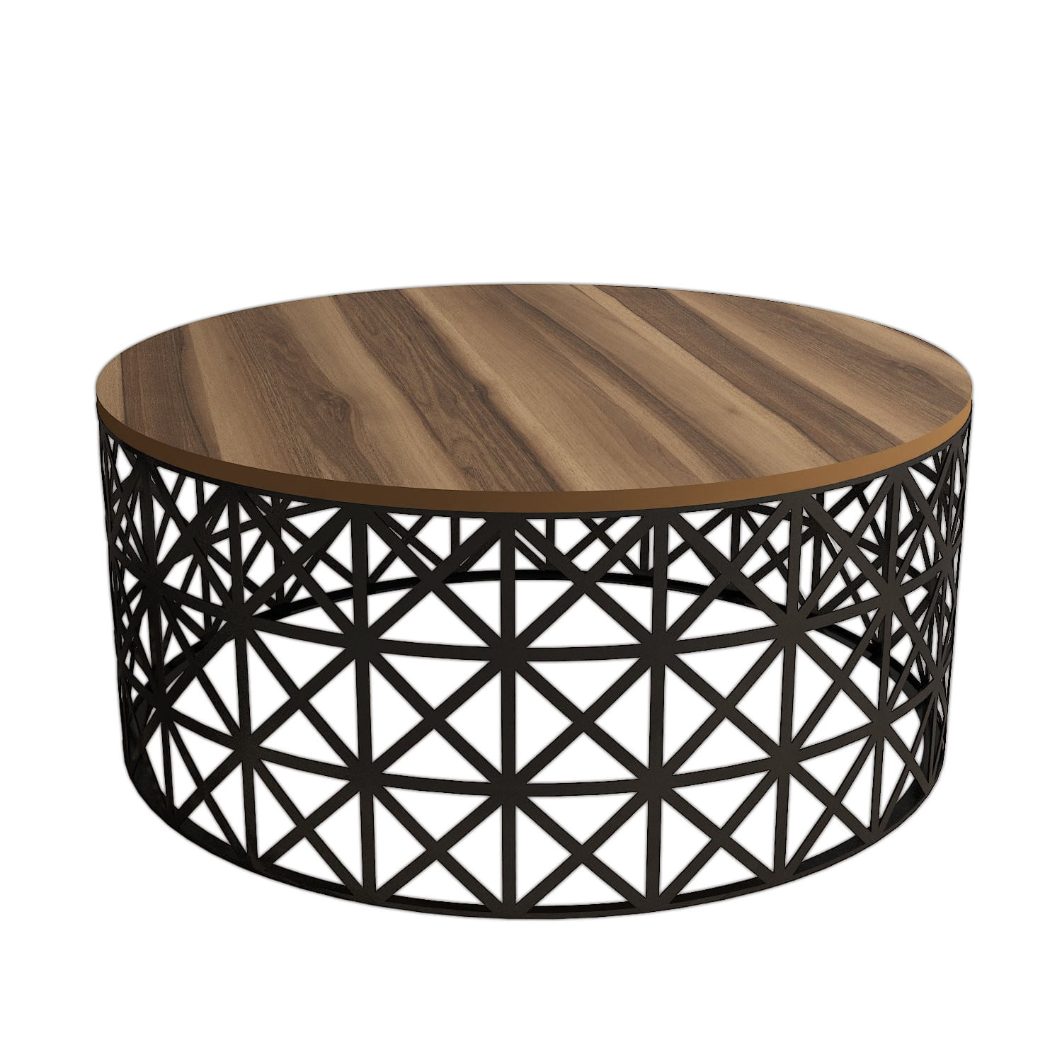 Masuta de cafea, Hanah Home, pal melaminat, nuc si negru, 90x90x38 cm, 845HCT5227 — imaginea 4