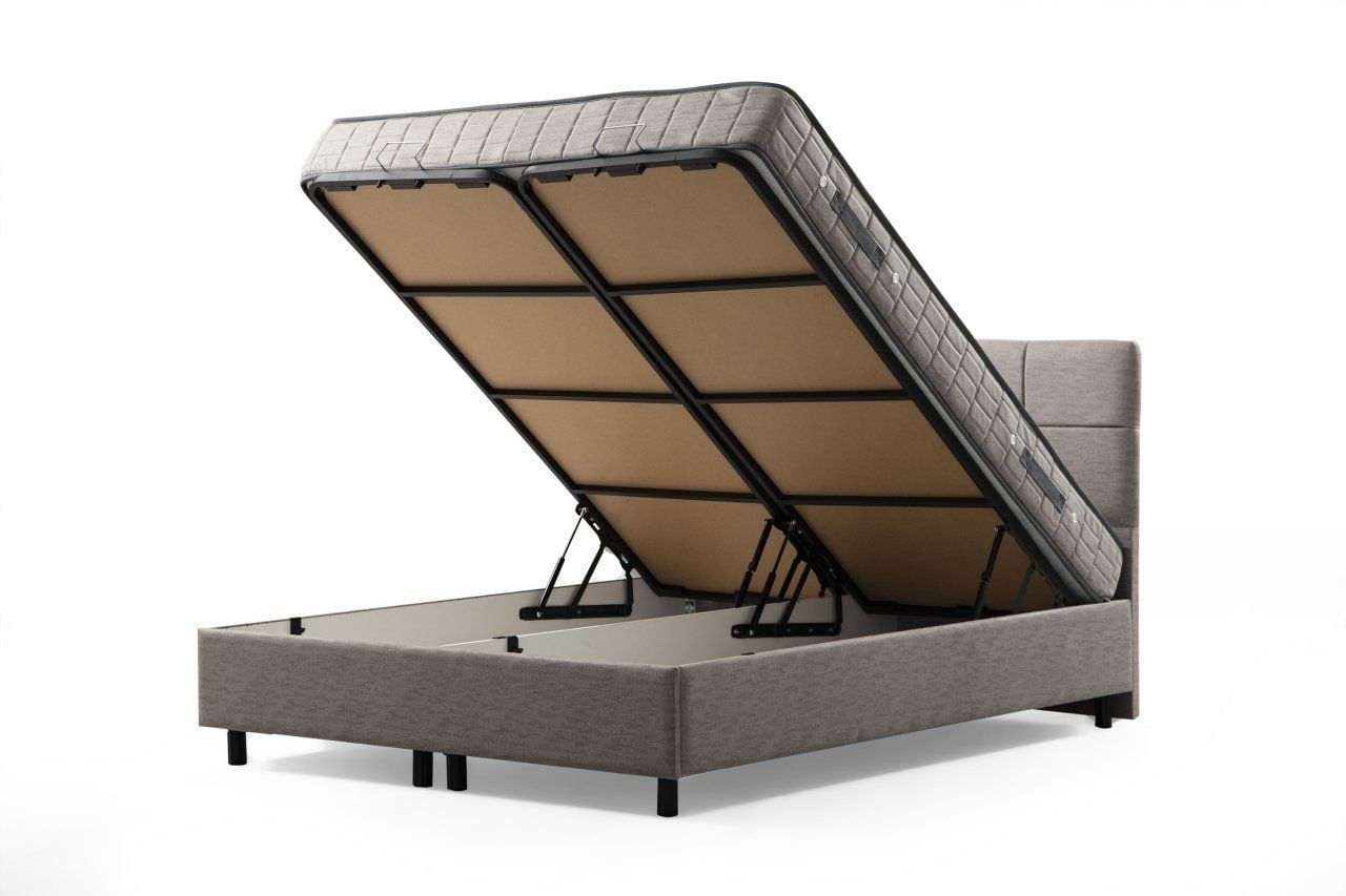 Somiera single cu tablie, Hanah Home, PAL melaminat, gri deschis, 90x190 cm — imaginea 3