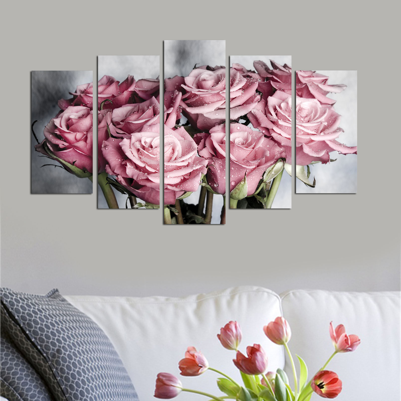 Tablou decorativ 5 piese, Wallxpert, mdf, multicolor, 110x60 cm, 223CHR1941