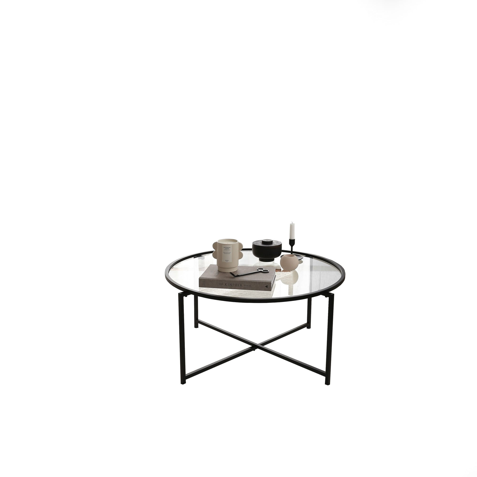 Masuta de cafea, Hanah Home, sticla securizata, negru mat, 83x83x40 cm — imaginea 2