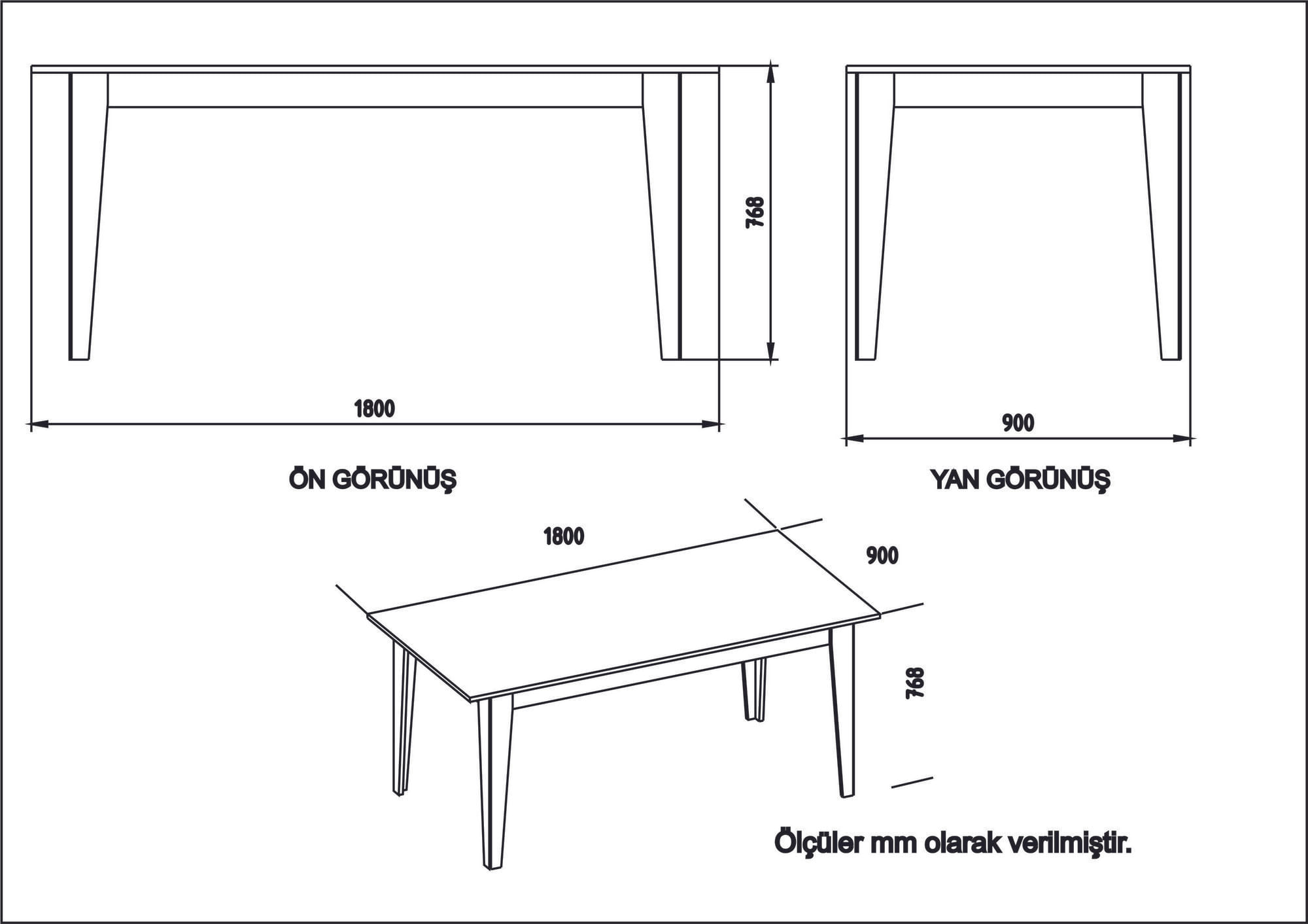 Masa dining, Hanah Home, panou de particule melaminat, alb, model marmura, 180x90x76.8 cm