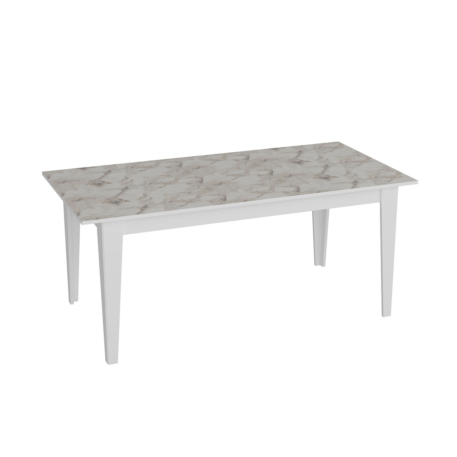 Masa dining, Hanah Home, panou de particule melaminat, alb, model marmura, 180x90x76.8 cm — imaginea 2