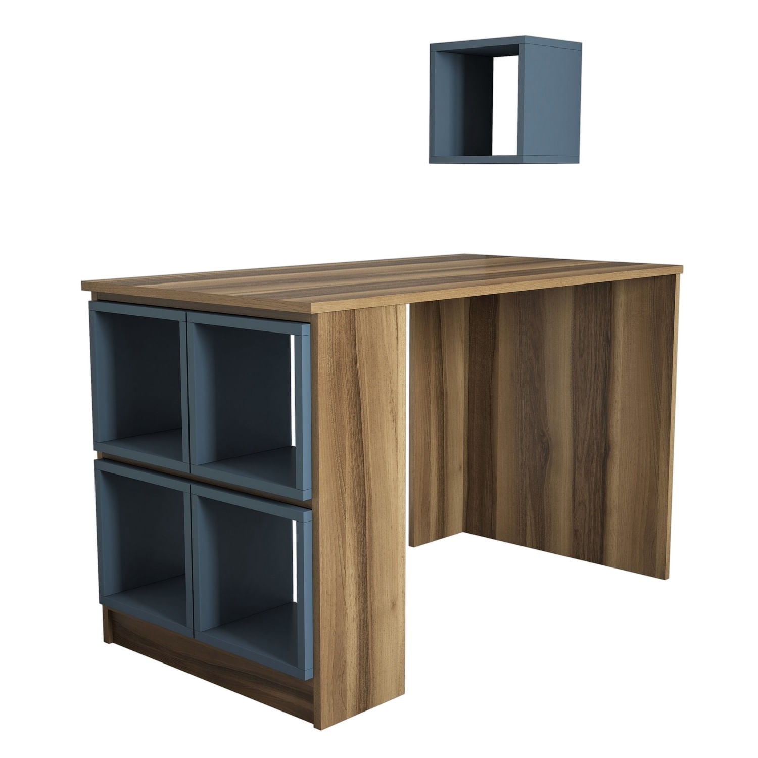 Birou de studiu, Hanah Home, pal melaminat, nuc si calcedonie, 120x65x75 cm — imaginea 2
