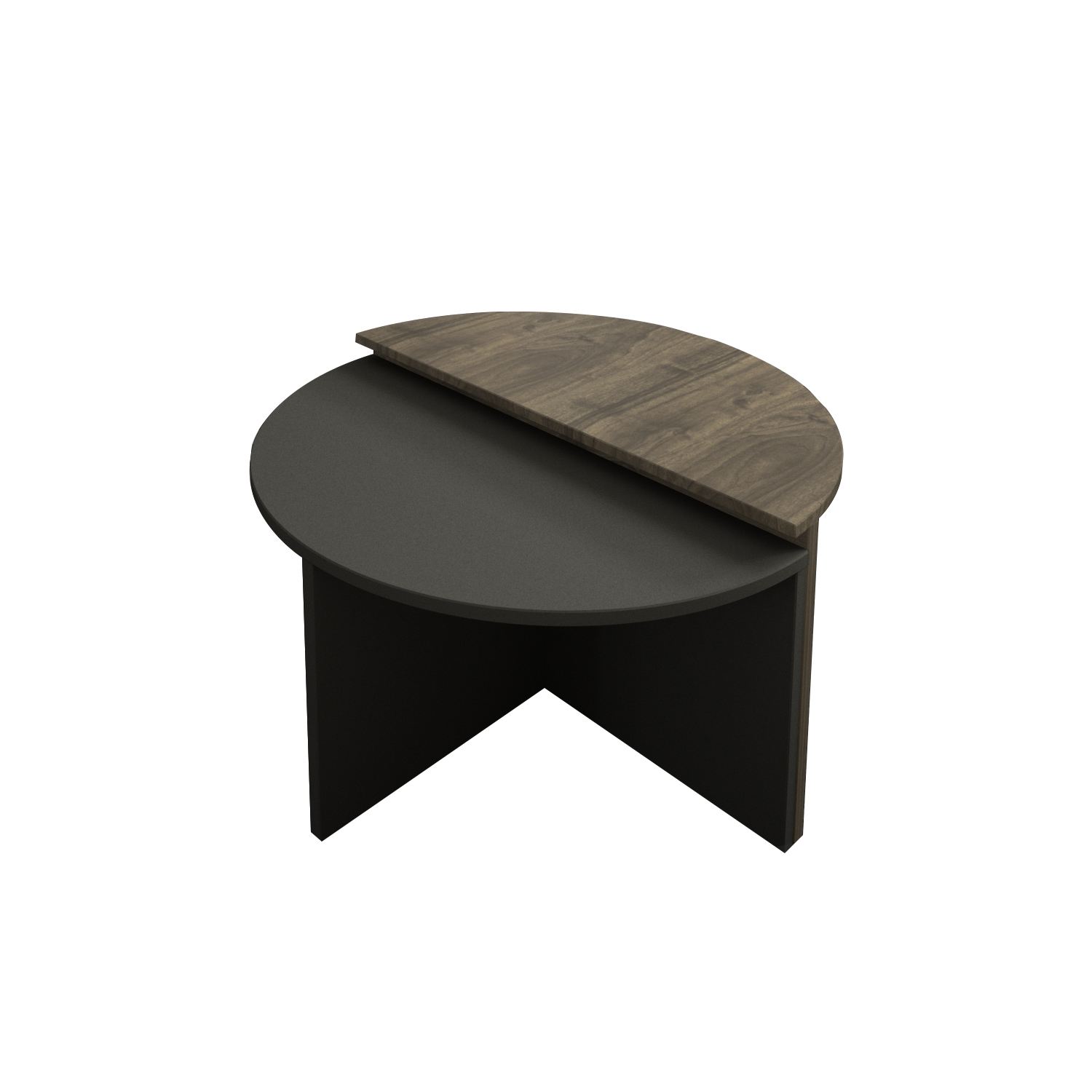 Masuta de cafea, Hanah Home, pal melaminat, nuc si antracit, 70x51.8x38 cm, set 2 piese — imaginea 5