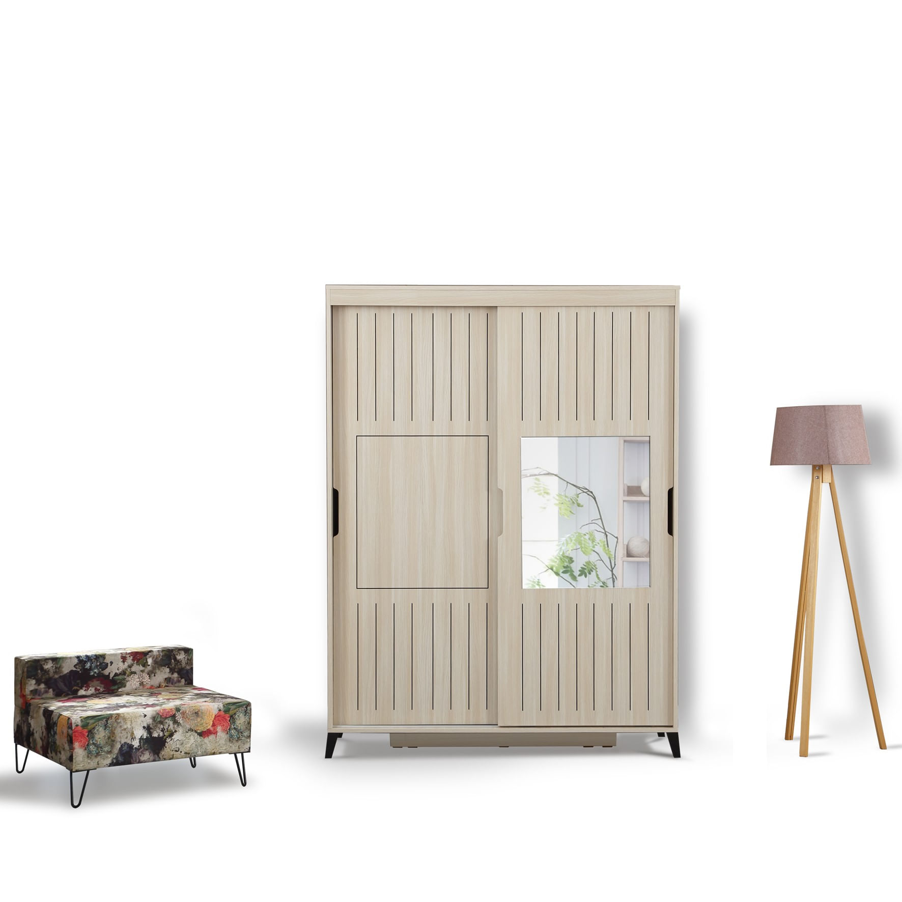 Sifonier, Hanah Home, pal melaminat, stejar, 130x216x60 cm — imaginea 4