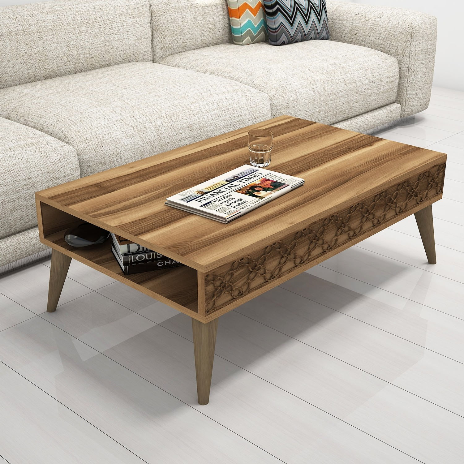 Masuta de cafea, Hanah Home, pal melaminat, nuc, 105x60x36.6 cm — imaginea 3