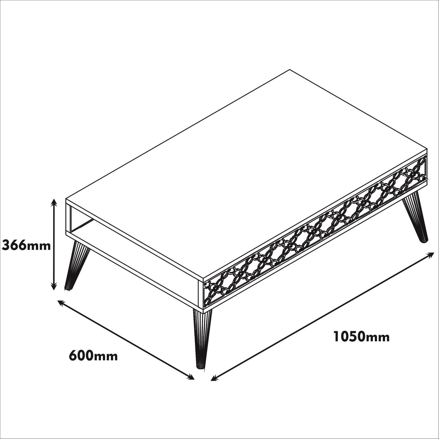 Masuta de cafea, Hanah Home, pal melaminat, nuc, 105x60x36.6 cm — imaginea 4