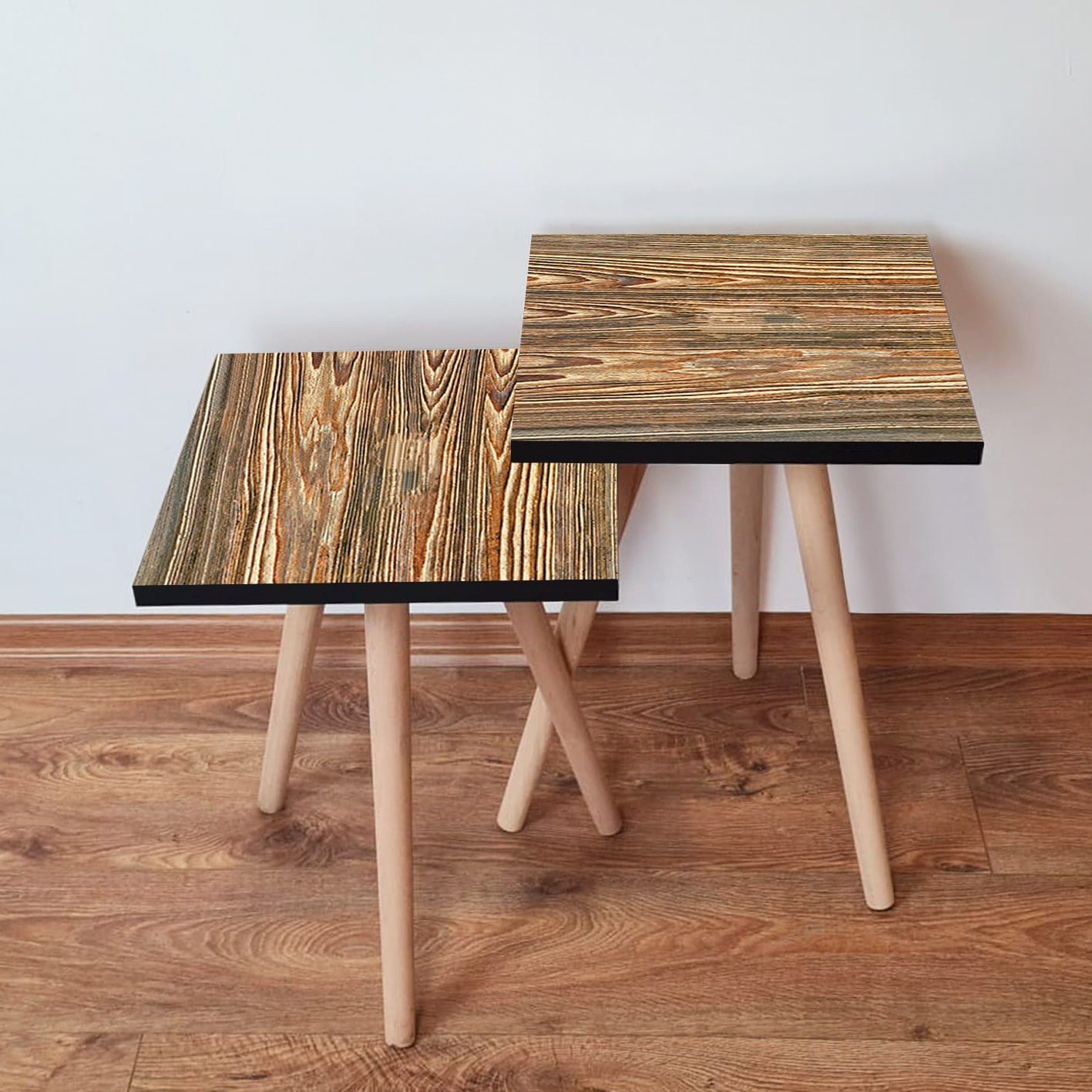Set masute de cafea, Hanah Home, mdf, maro, 35x35x47 cm, 2 piese, 481LNA2588