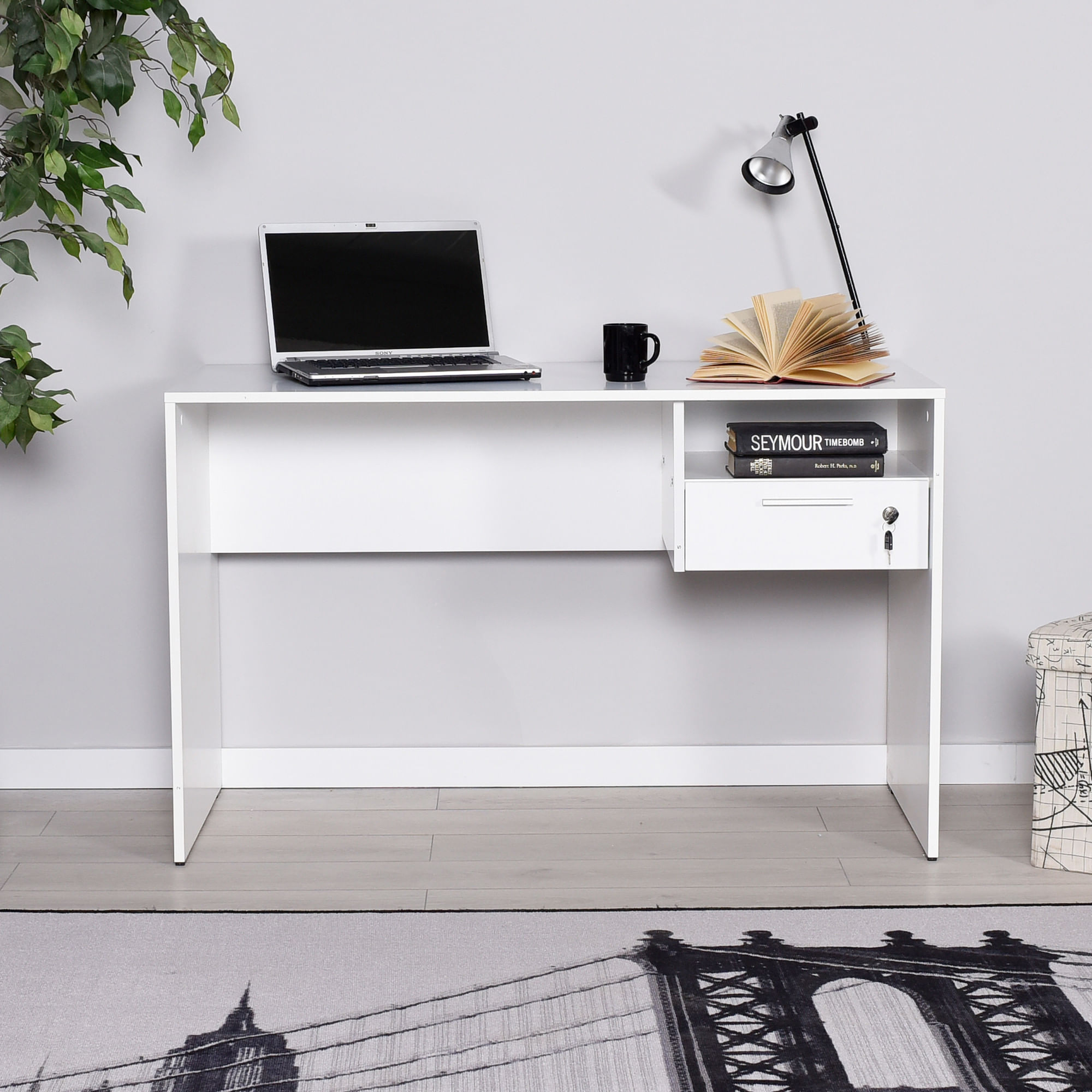 Birou, Hanah Home, pal melaminat, alb, 120x60x75 cm — imaginea 10