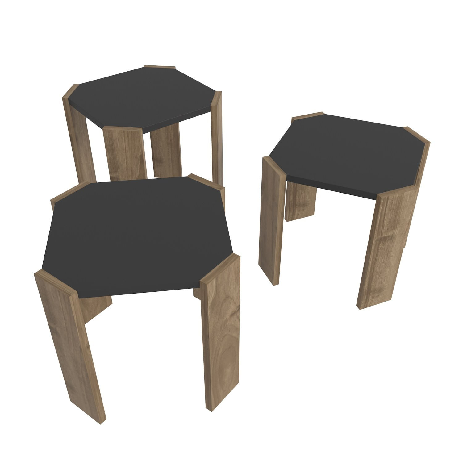Masuta de cafea, Hanah Home, pal melaminat, antracit si nuc, 44.5x44.5x41 cm — imaginea 5