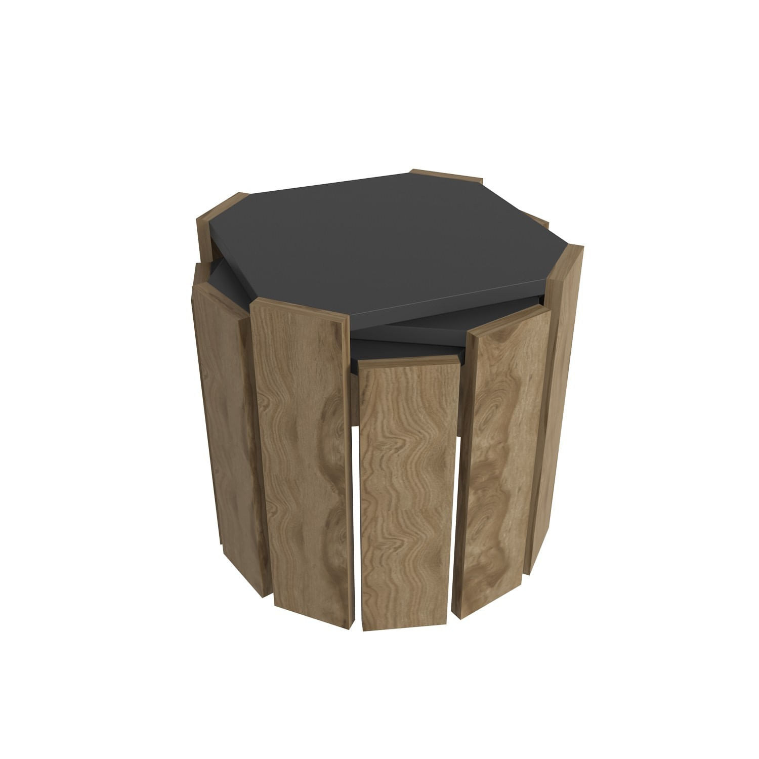 Masuta de cafea, Hanah Home, pal melaminat, antracit si nuc, 44.5x44.5x41 cm — imaginea 6