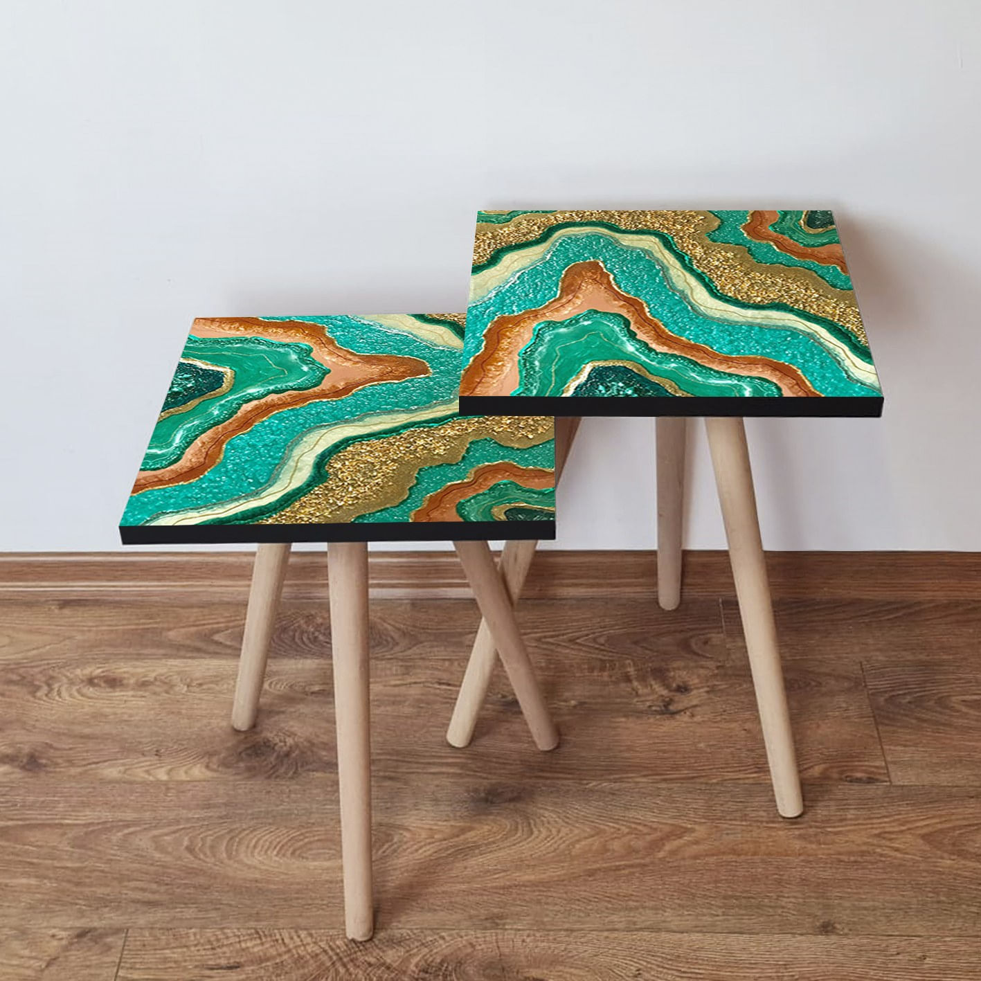 Set masute de cafea, Hanah Home, mdf, multicolor, 35x35x47 cm, 481LNA2514