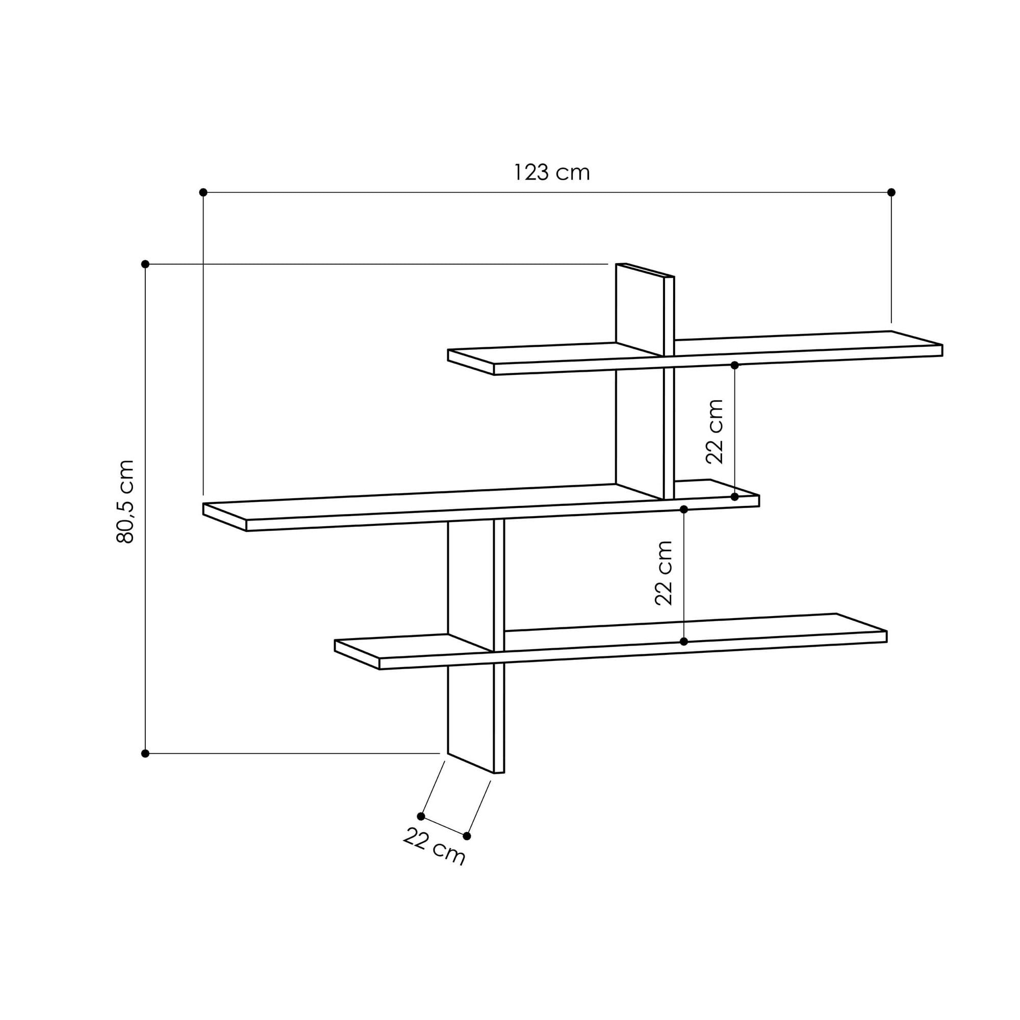 Raft de perete, Hanah Home, PAL melaminat, alb, 123x80.5x22 cm — imaginea 3