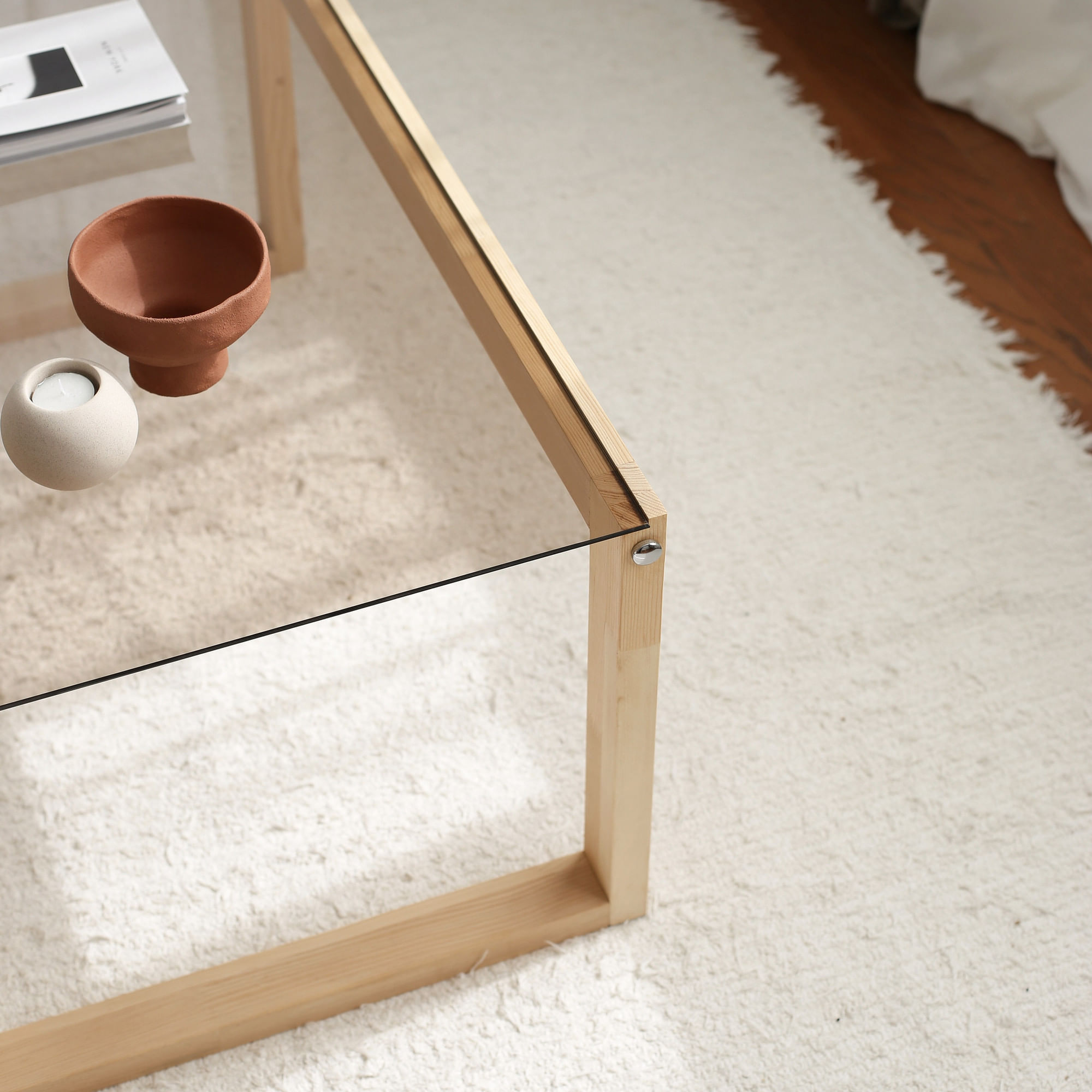Masuta de cafea, Hanah Home, lemn masiv de pin, natural, 85x55x40 cm — imaginea 7