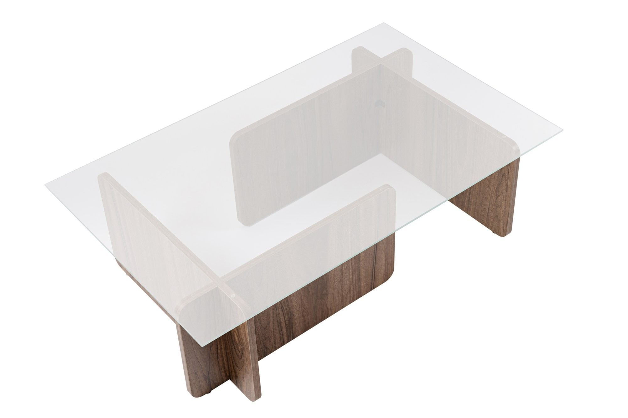 Masuta de cafea, Hanah Home, sticla calita si pal melaminat, nuc, 105x65x30 cm — imaginea 2