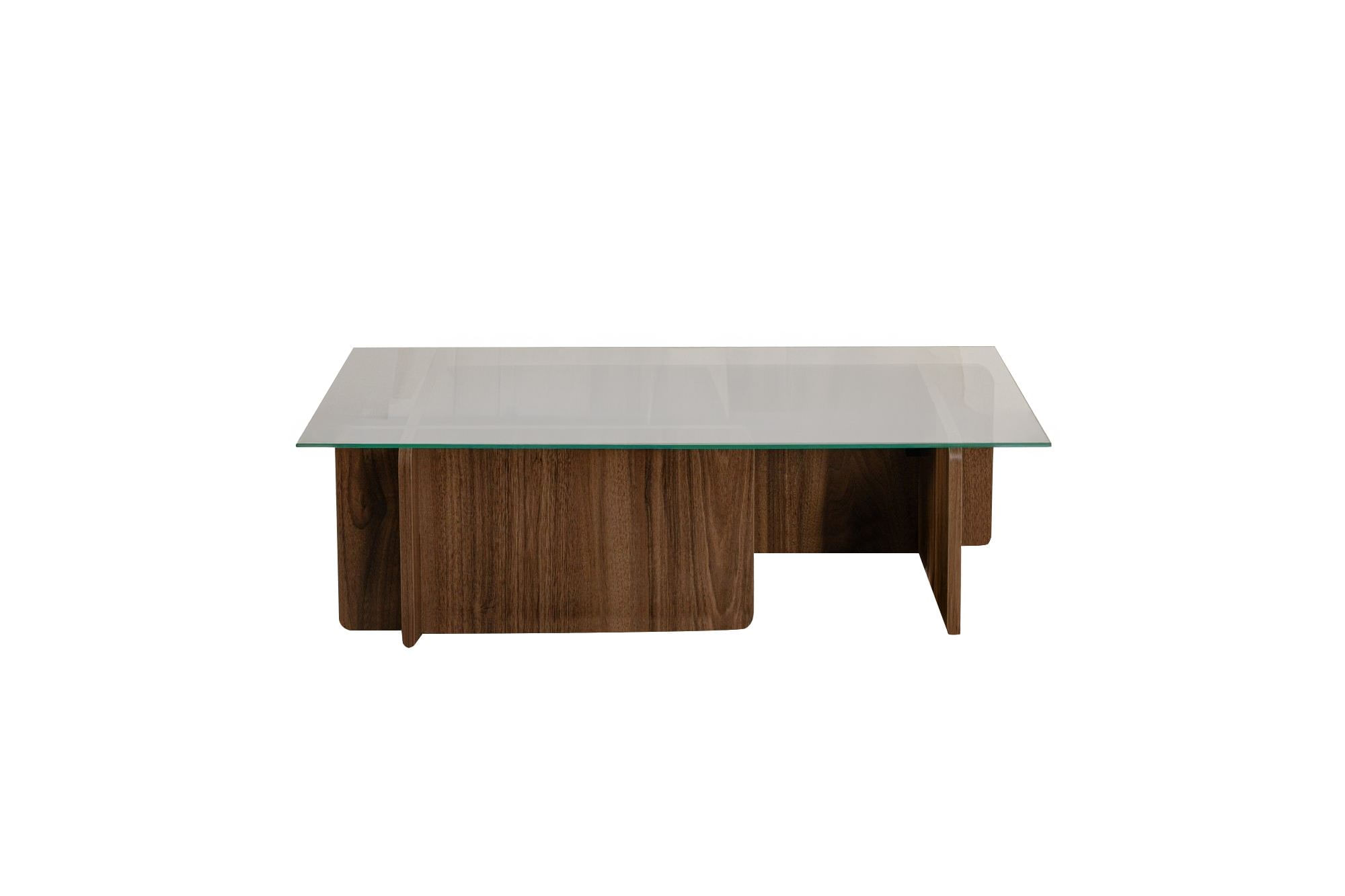 Masuta de cafea, Hanah Home, sticla calita si pal melaminat, nuc, 105x65x30 cm — imaginea 7