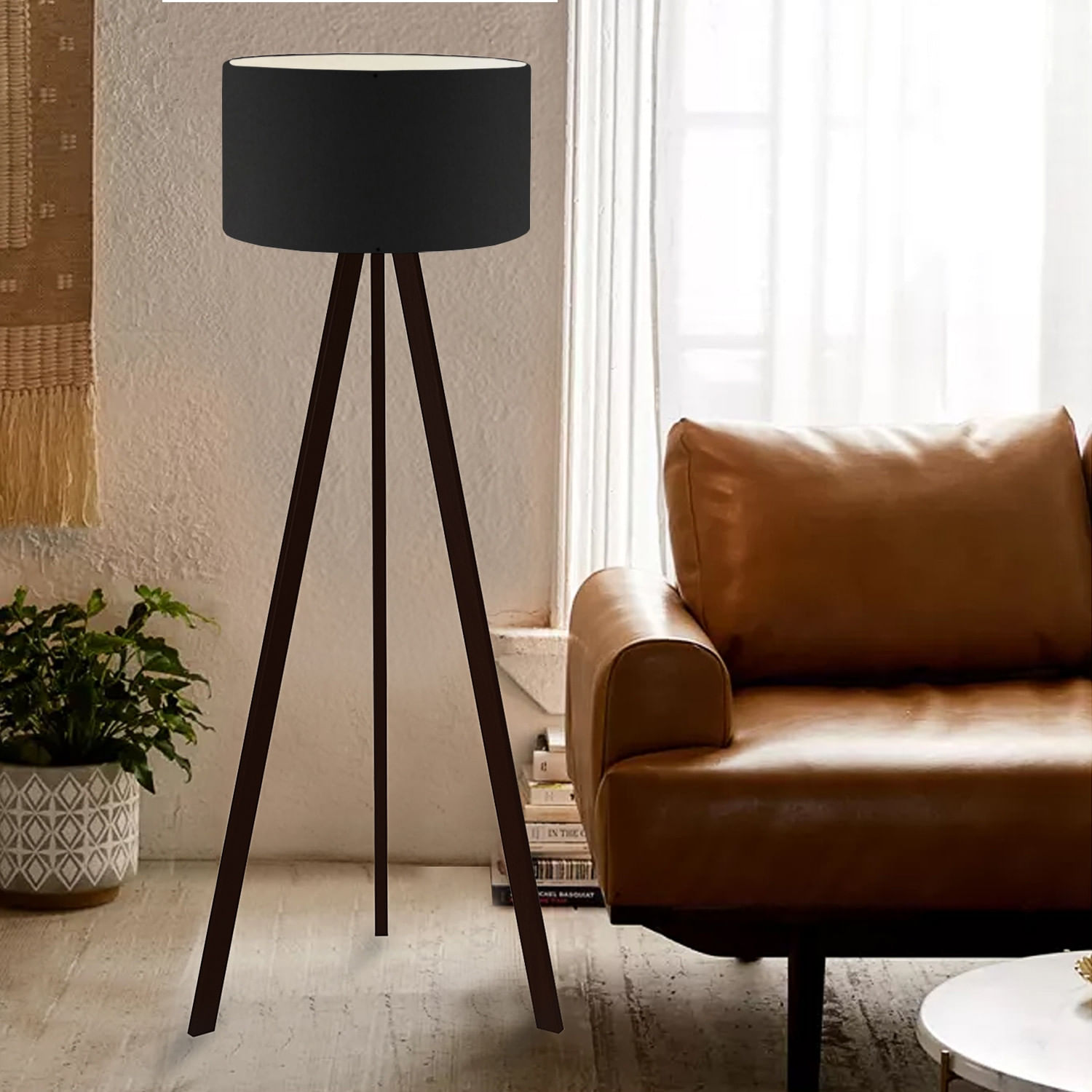 Lampadar, Opviq, pvc, picioare mdf, negru, 21x38x140 cm - 1 | YEO