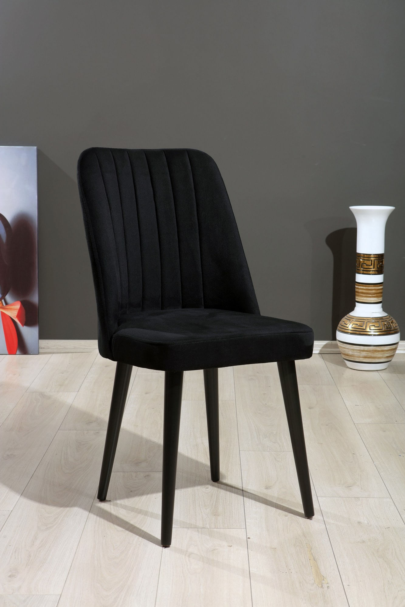 Set scaune, Hanah Home, mdf, negru, 46x45x92 cm, picioare metalice, 107BCK1142
