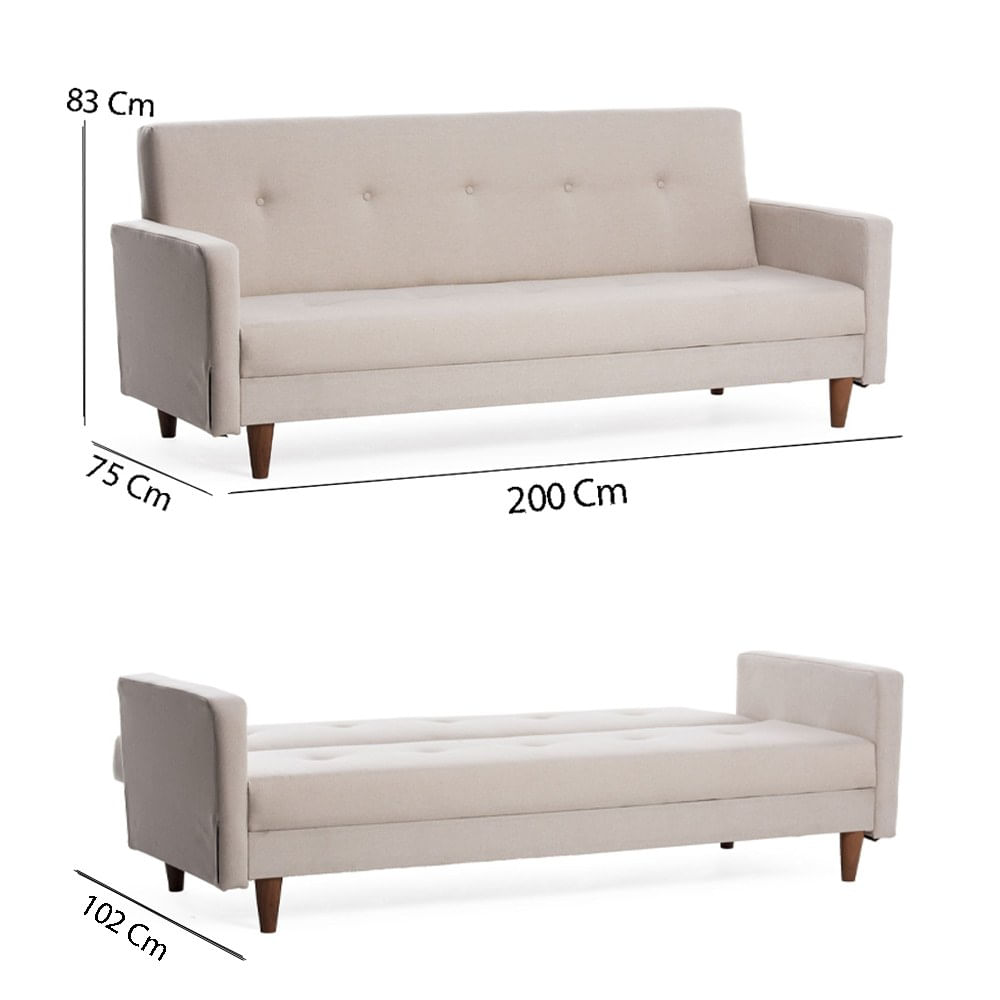 Canapea extensibila 3 locuri, Atelier Del Sofa, poliester, crem, 200x83x75 cm — imaginea 5