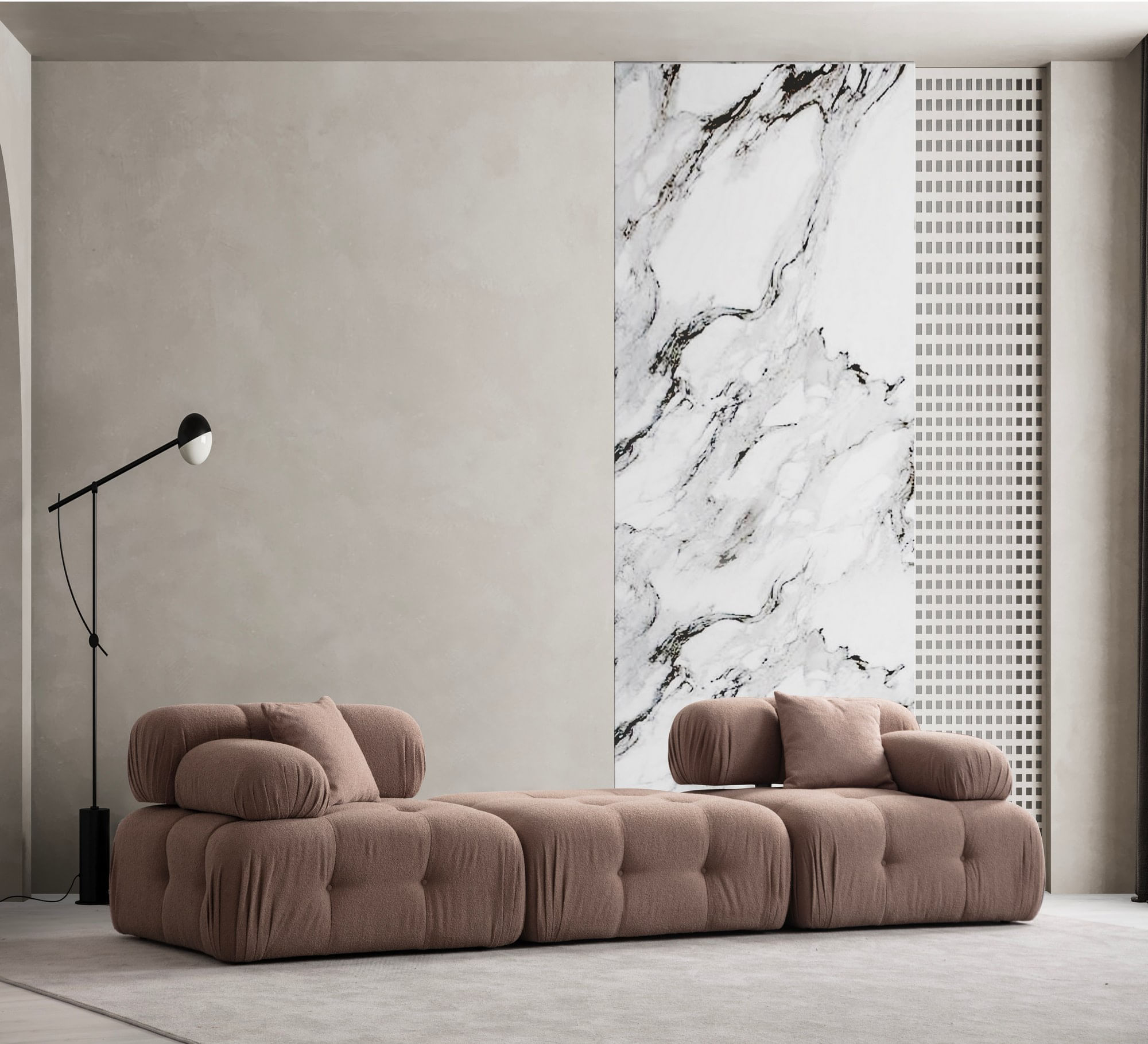 Canapea 3 locuri, Hanah Home, lemn fag si pal, cappuccino, 300x100x80 cm — imaginea 5