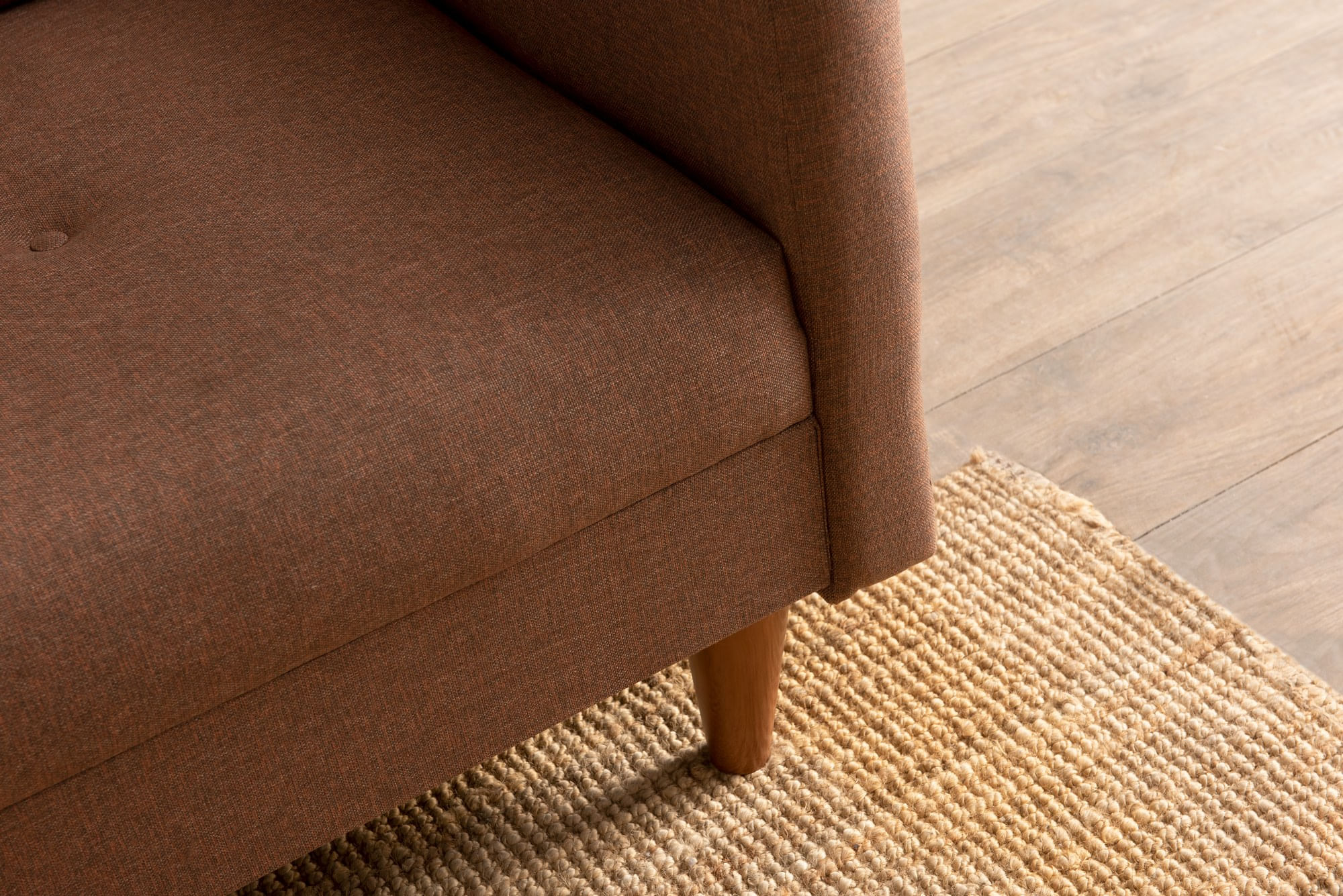 Canapea extensibila 3 locuri, Atelier Del Sofa, cadru metalic, stofa poliester, maro, 200x83x75 cm — imaginea 3