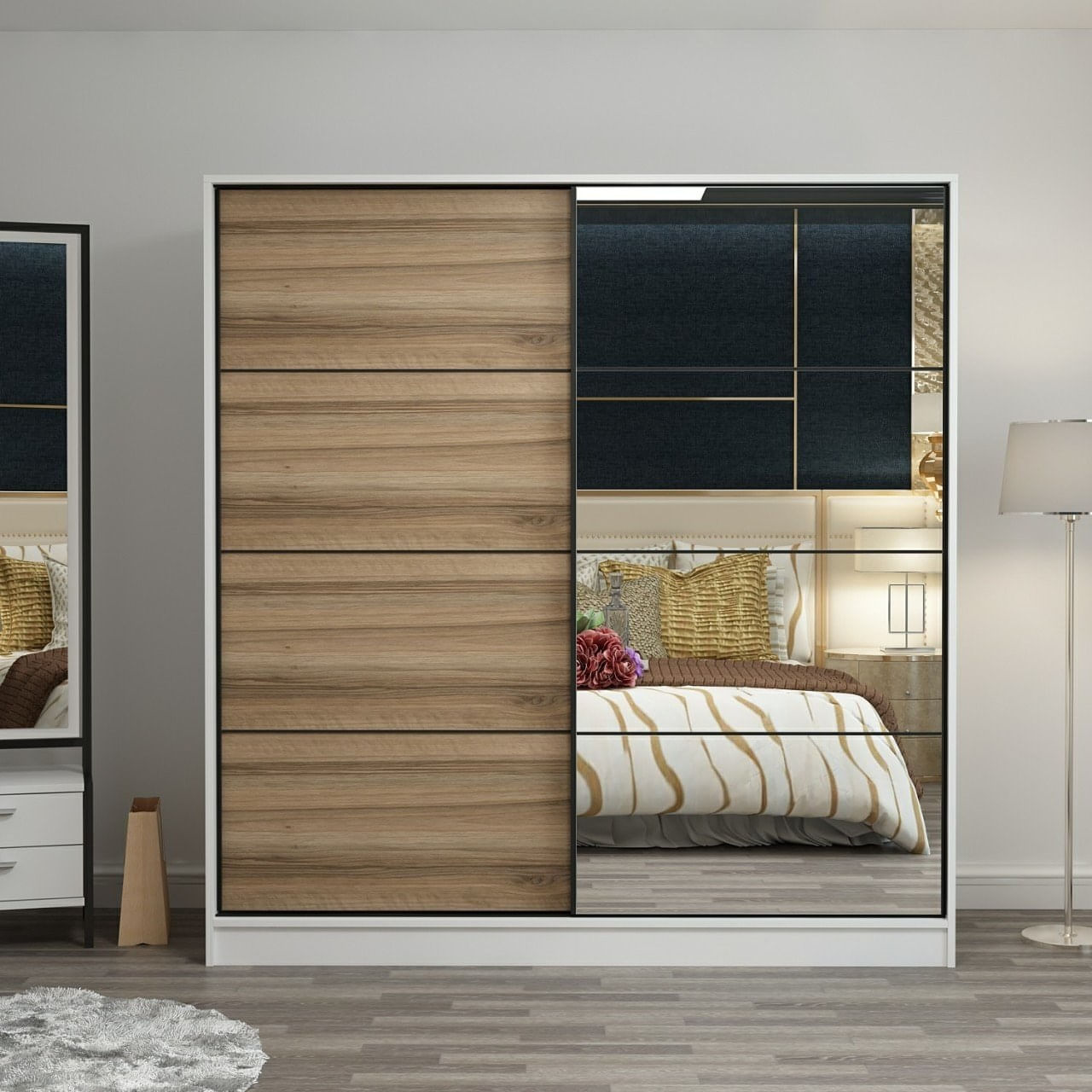 Sifonier, Hanah Home, pal melaminat, alb dore, 180x52x190 cm, 506MNR2625 — imaginea 6