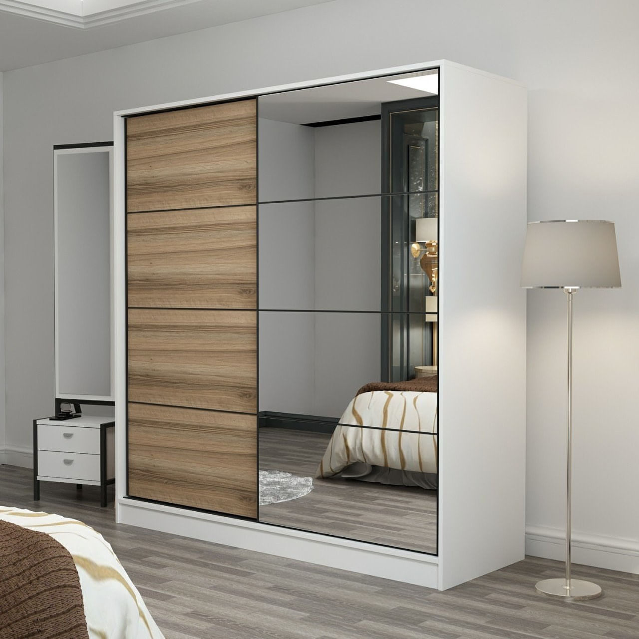 Sifonier, Hanah Home, pal melaminat, alb dore, 180x52x190 cm, 506MNR2625 — imaginea 7