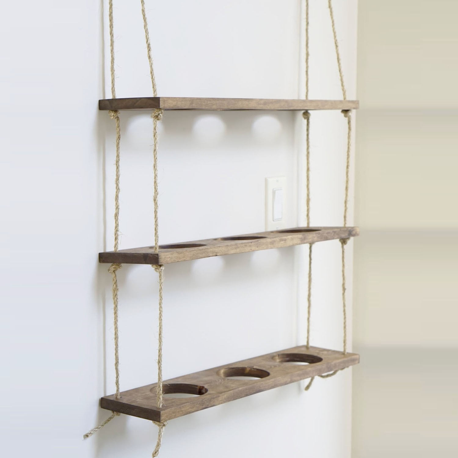 Raft de perete, Hanah Home, lemn de molid, nuc, 60x13x1.3 cm — imaginea 2