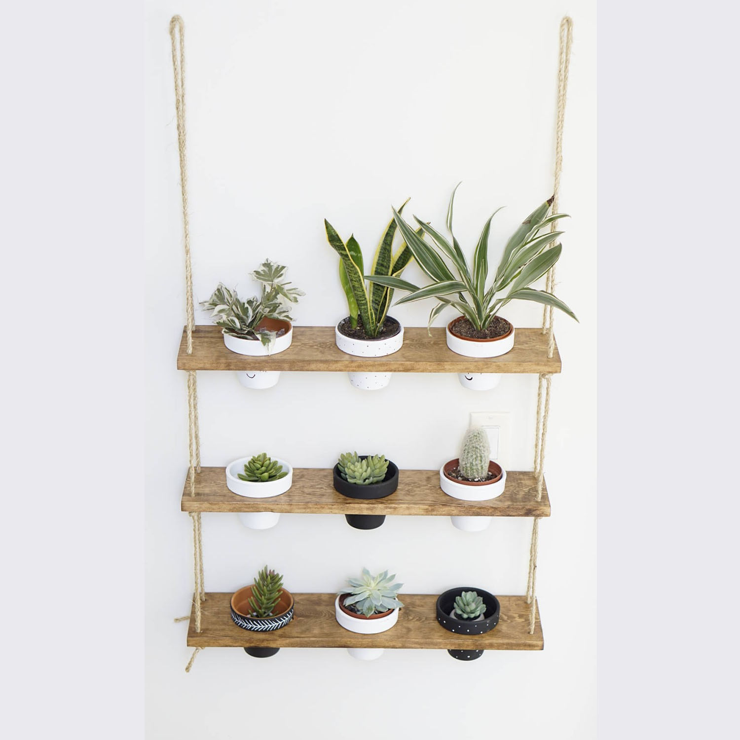 Raft de perete, Hanah Home, lemn de molid, nuc, 60x13x1.3 cm — imaginea 3