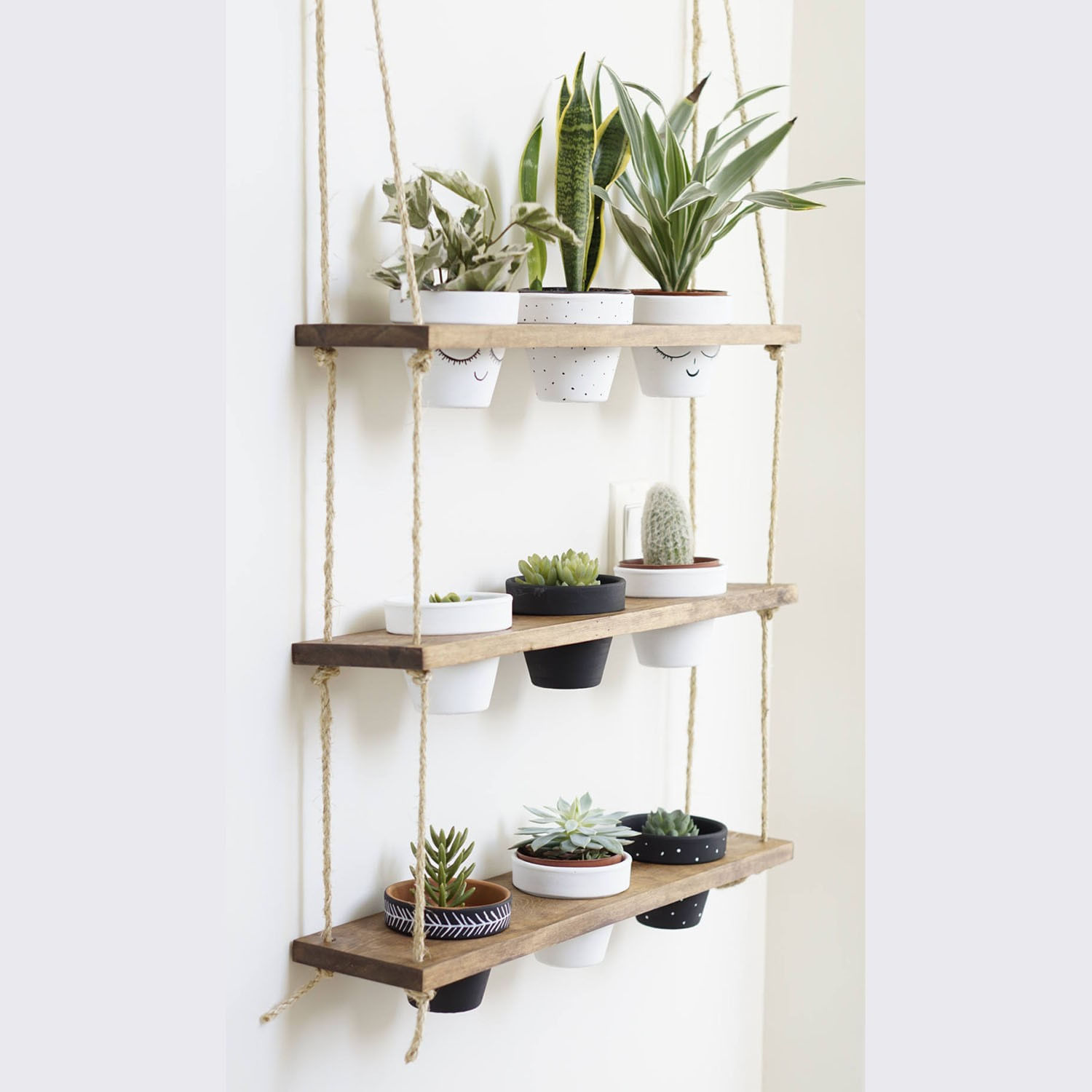 Raft de perete, Hanah Home, lemn de molid, nuc, 60x13x1.3 cm — imaginea 4