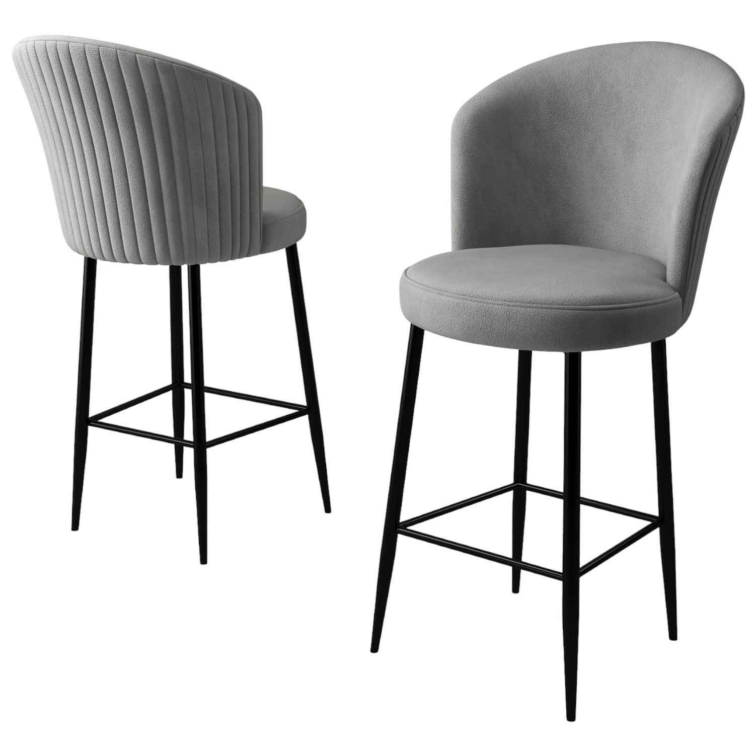 Set scaune de bar, Hanah Home, metal, gri si negru, 46x40x107 cm — imaginea 2