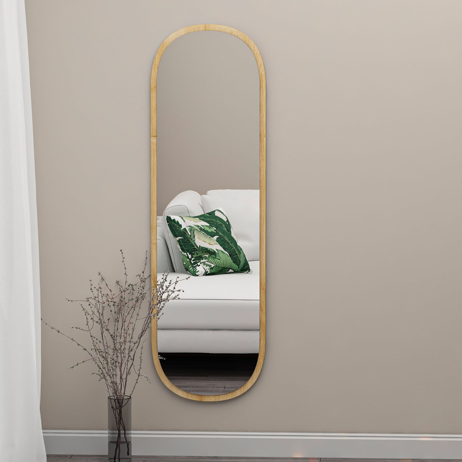 Oglinda decorativa, Hanah Home, mdf, natural, 40x120 cm